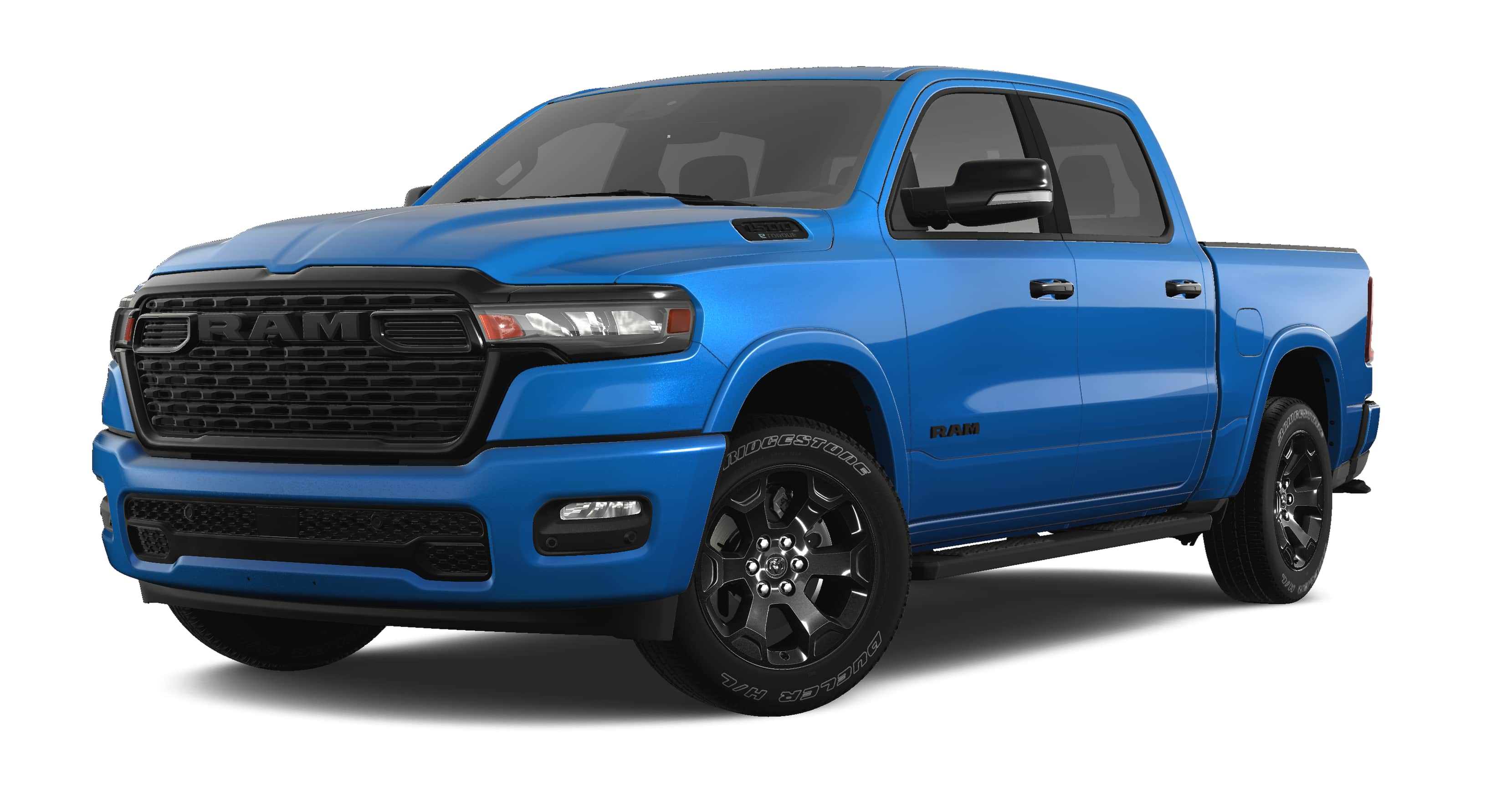 2025 RAM 1500 Big Horn 4x4 Crew Cab 5'7 Box in Hydro Blue Pearl-Coat Exterior Paint — front three-quarter view
