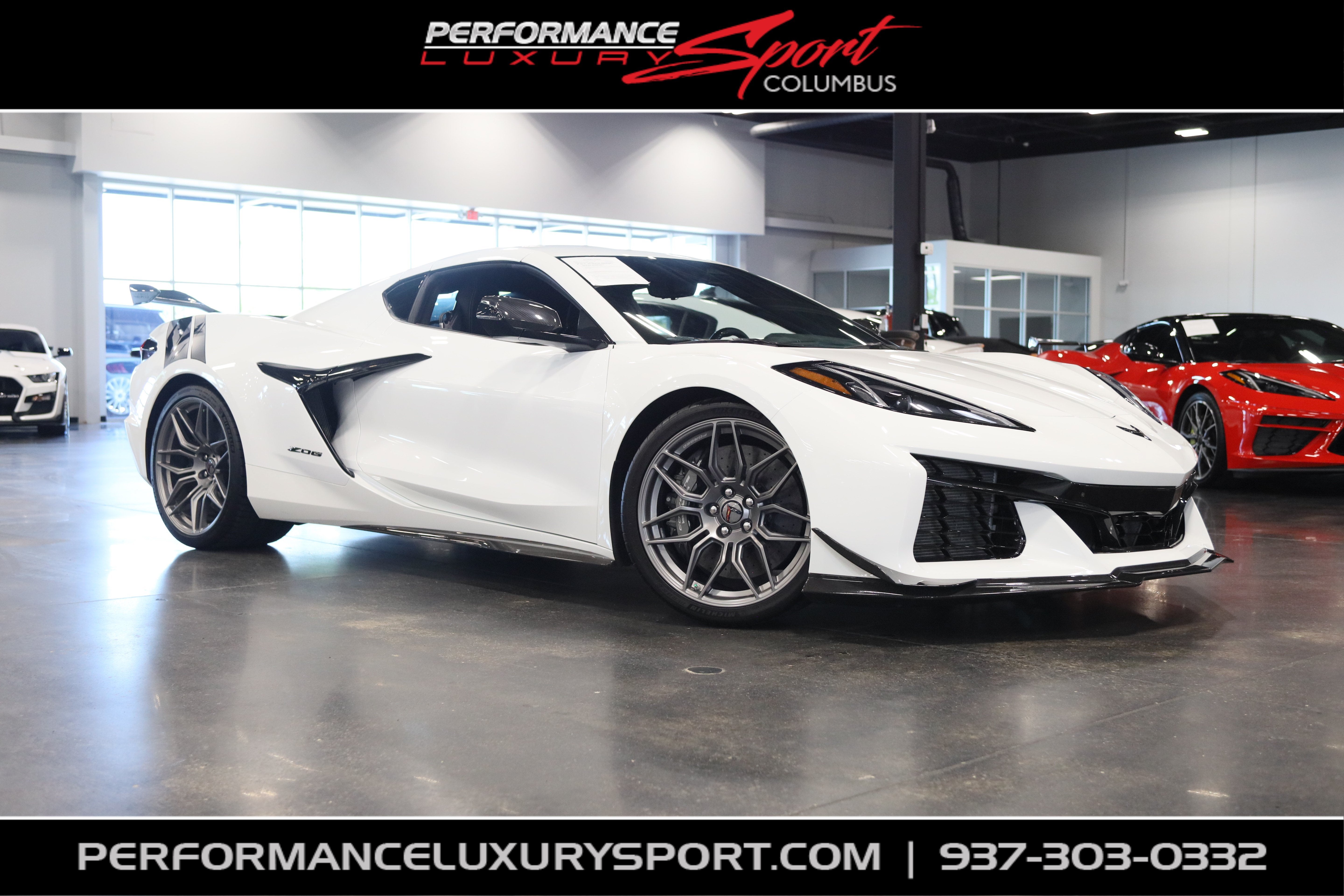 2024 Chevrolet Corvette 3LZ in Arctic White — front three-quarter view