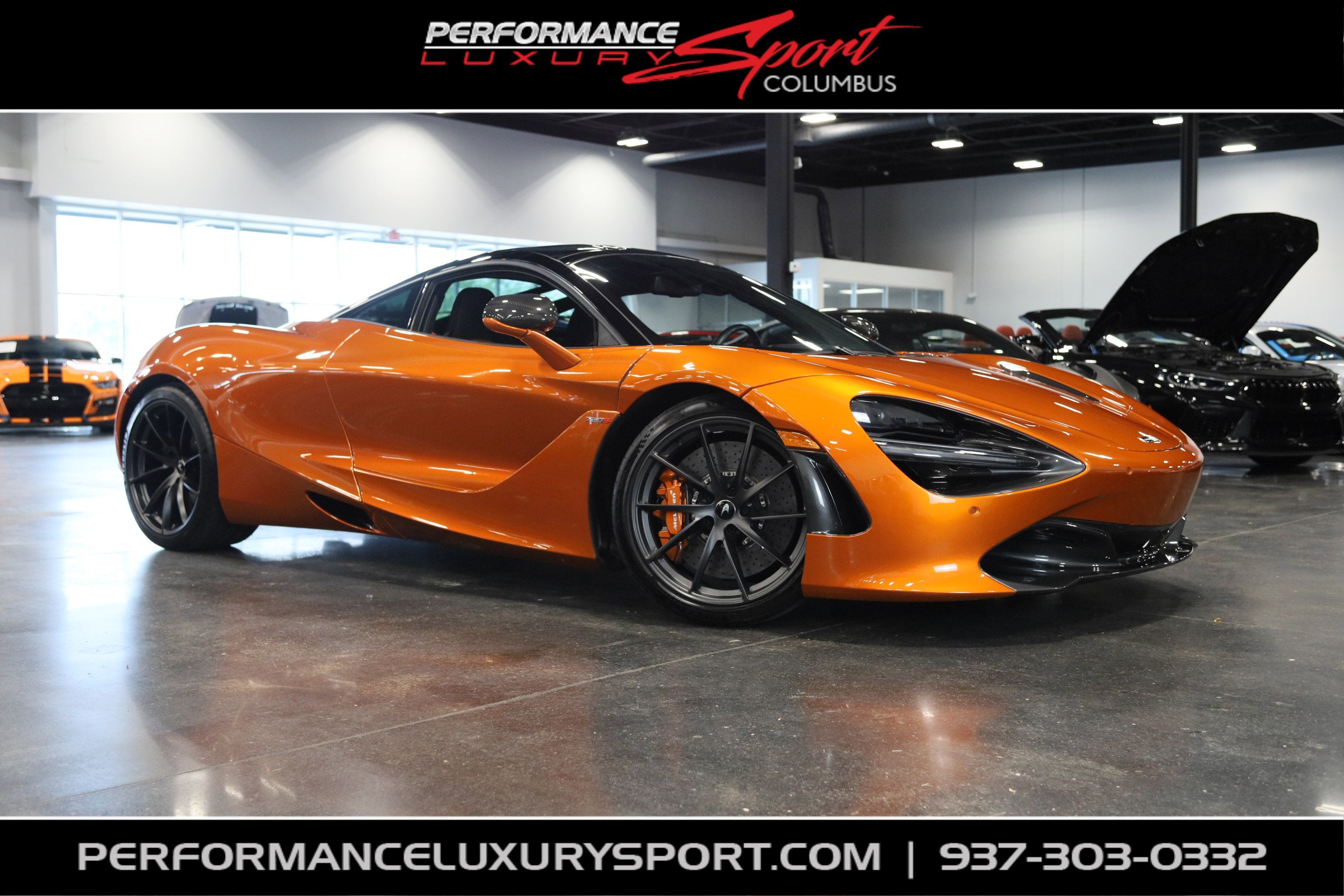 2019 McLaren 720S Performance Coupe in Volcano Orange — front three-quarter view
