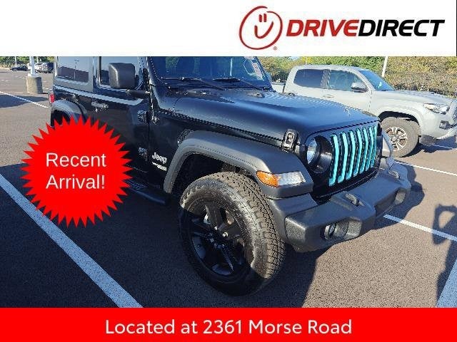 2018 Jeep Wrangler Sport S in Black Clearcoat — front three-quarter view