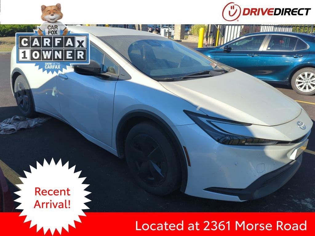 2023 Toyota Prius LE in Wind Chill Pearl — front three-quarter view
