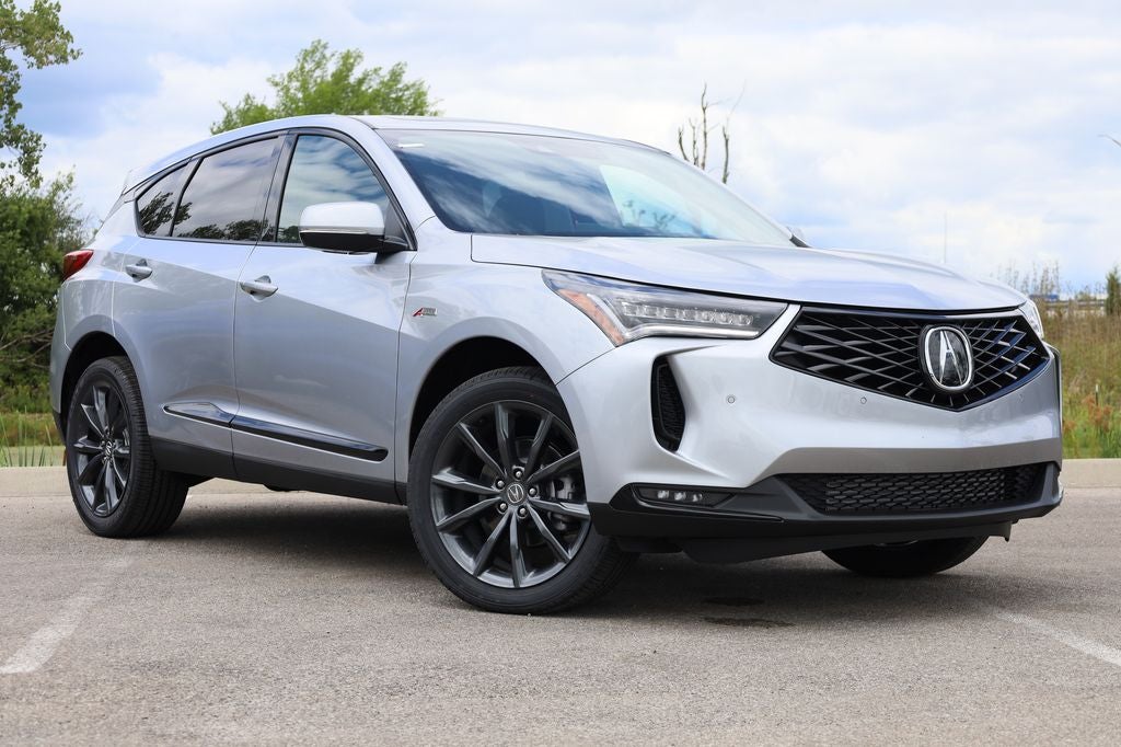 2026 Acura RDX A-Spec Package SH-AWD in Solar Silver Metallic — front three-quarter view