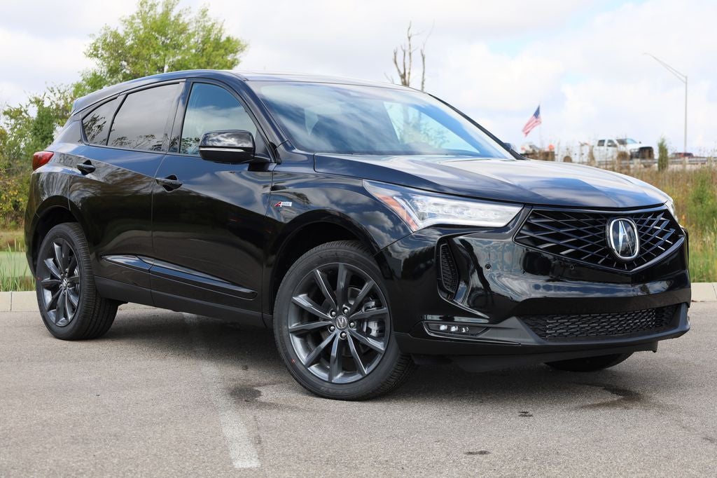 2025 Acura RDX A-Spec Package SH-AWD in Majestic Black Pearl — front three-quarter view