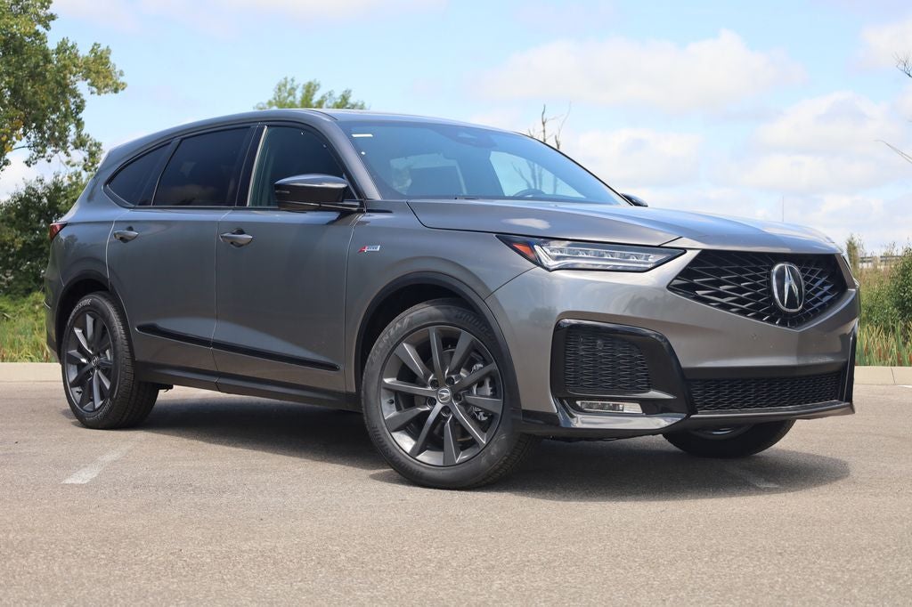 2026 Acura MDX A-Spec SH-AWD in Liquid Carbon Metallic — front three-quarter view