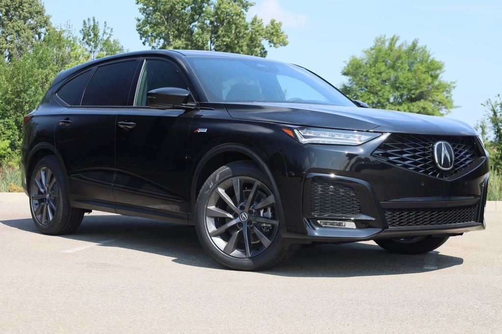 2026 Acura MDX A-Spec SH-AWD in Majestic Black Pearl — front three-quarter view