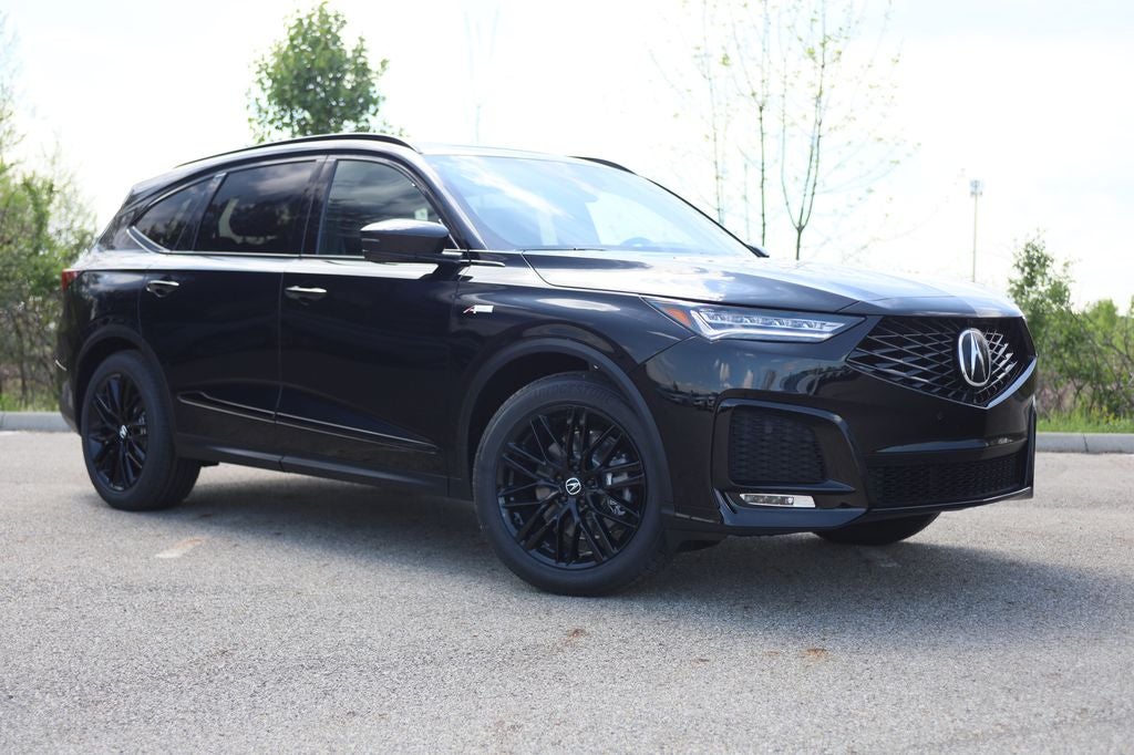 2026 Acura MDX A-Spec Advance Package SH-AWD in Majestic Black Pearl — front three-quarter view