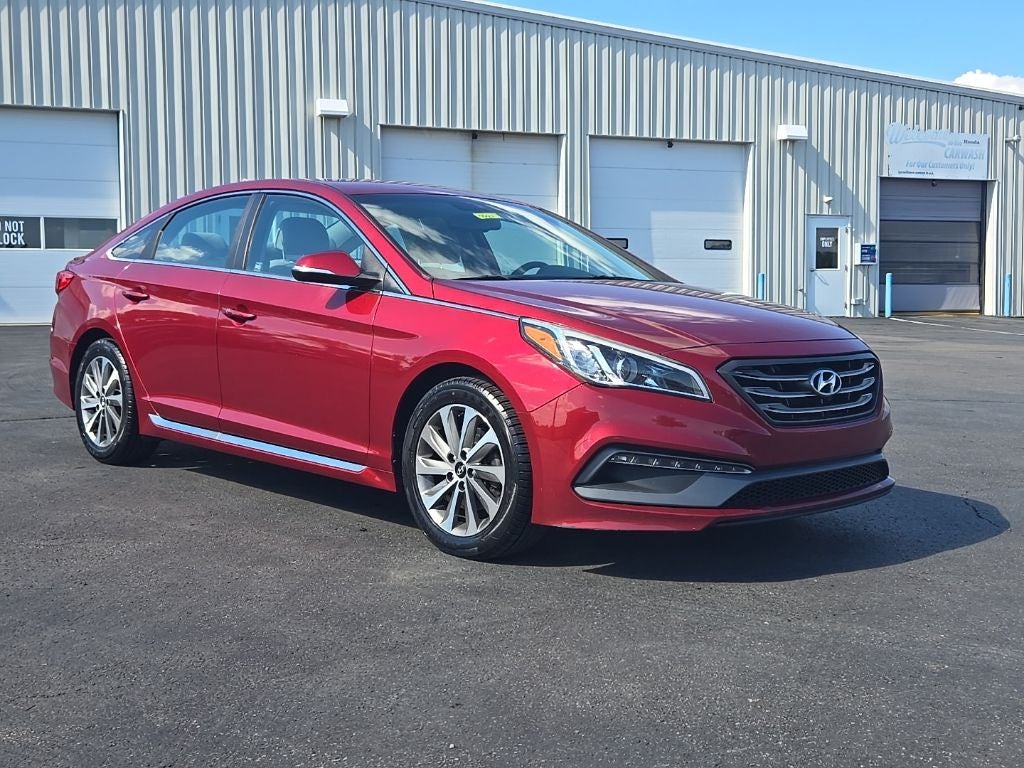2015 Hyundai Sonata Sport in Venetian Red Metallic — front three-quarter view