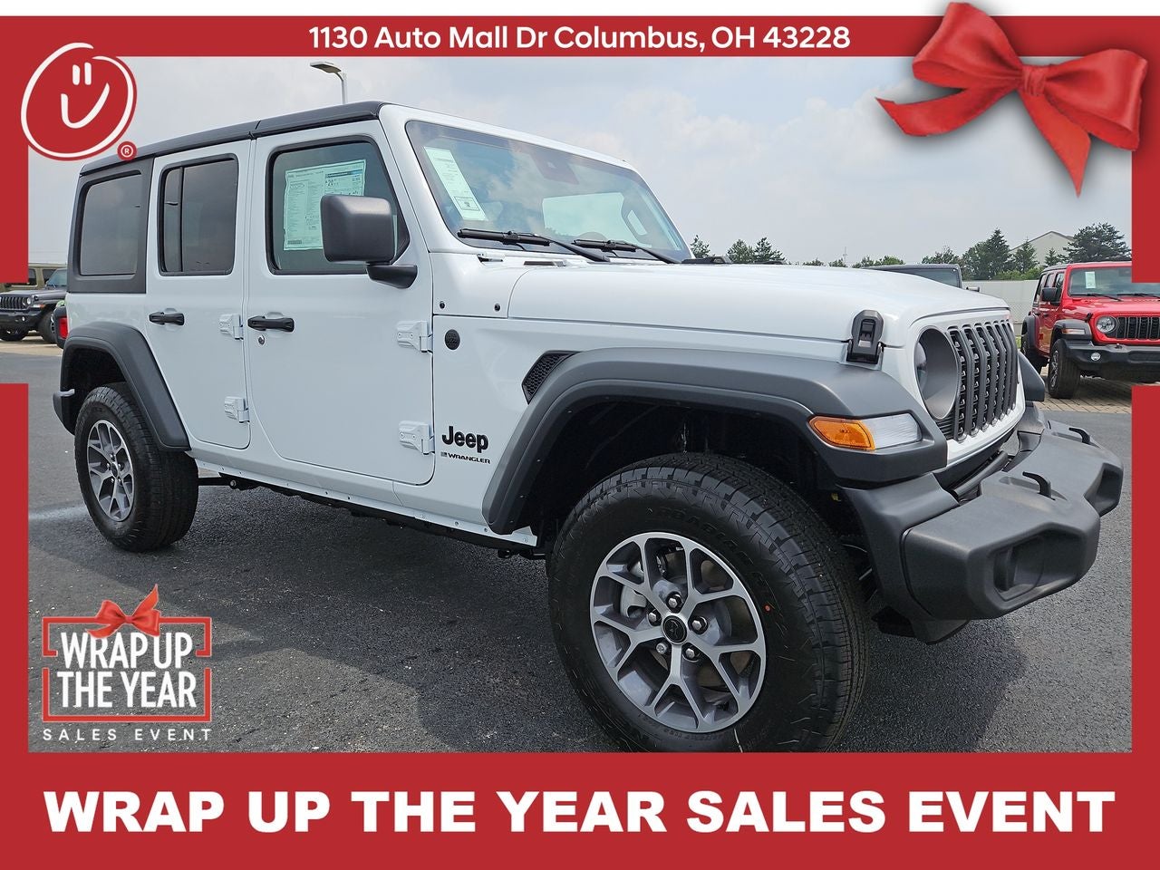 2025 Jeep Wrangler WRANGLER 4-DOOR SPORT S in Bright White Clear-Coat Exterior Paint — front three-quarter view