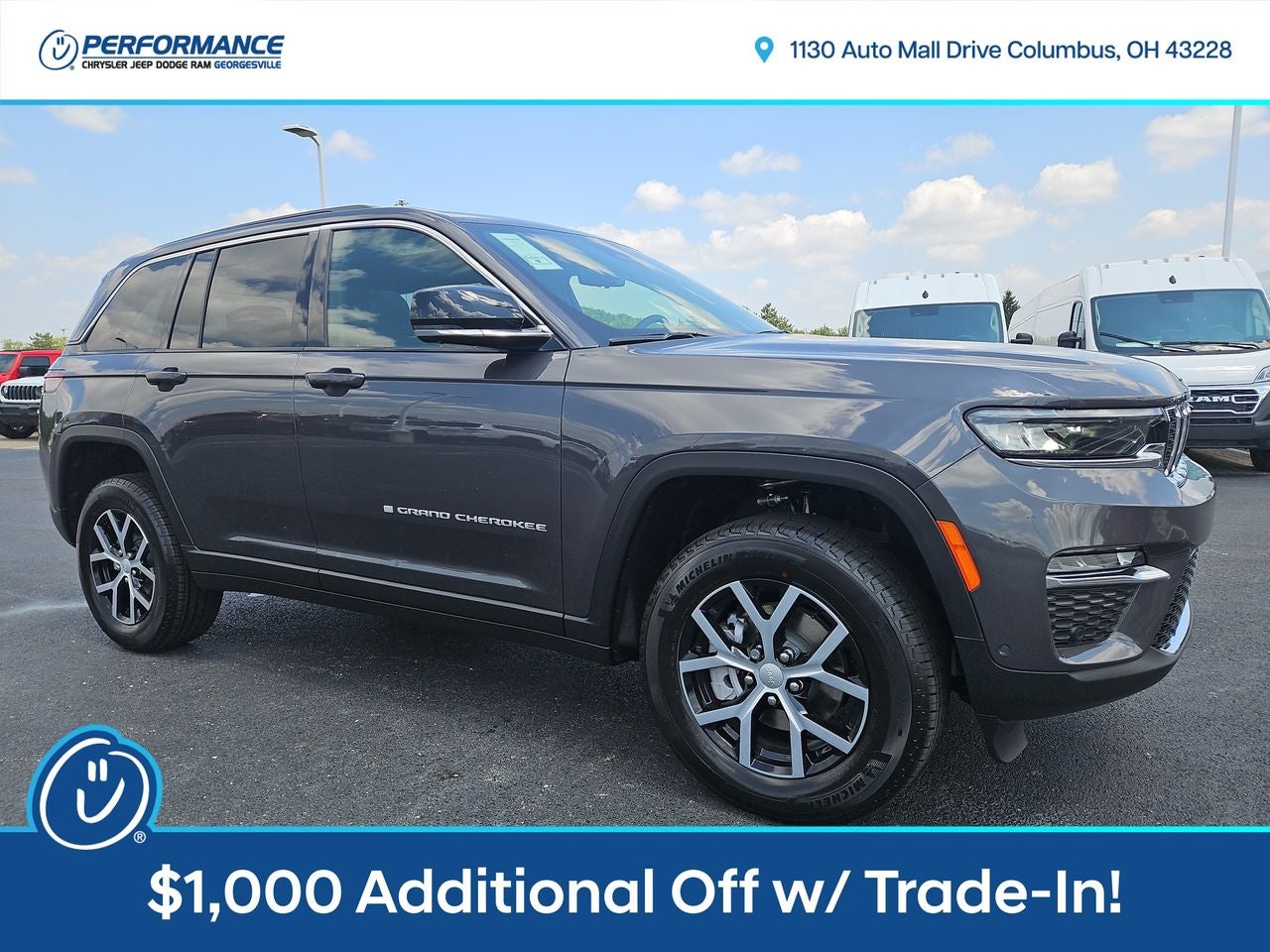 2025 Jeep Grand Cherokee GRAND CHEROKEE LIMITED 4X4 in Baltic Gray Metallic Clear-Coat Exterior Paint — front three-quarter view