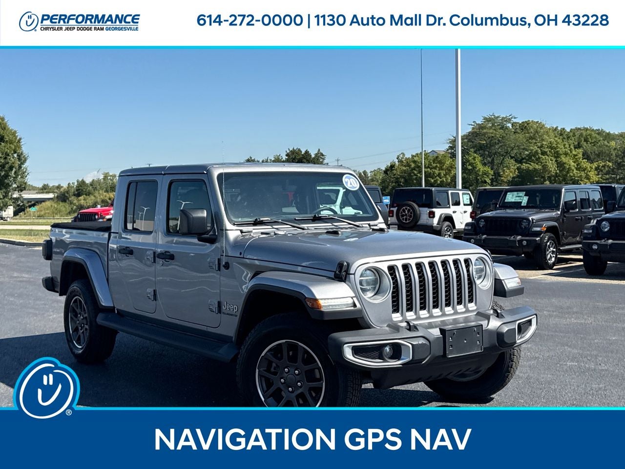 2020 Jeep Gladiator Overland in Billet Silver Metallic Clearcoat — front three-quarter view