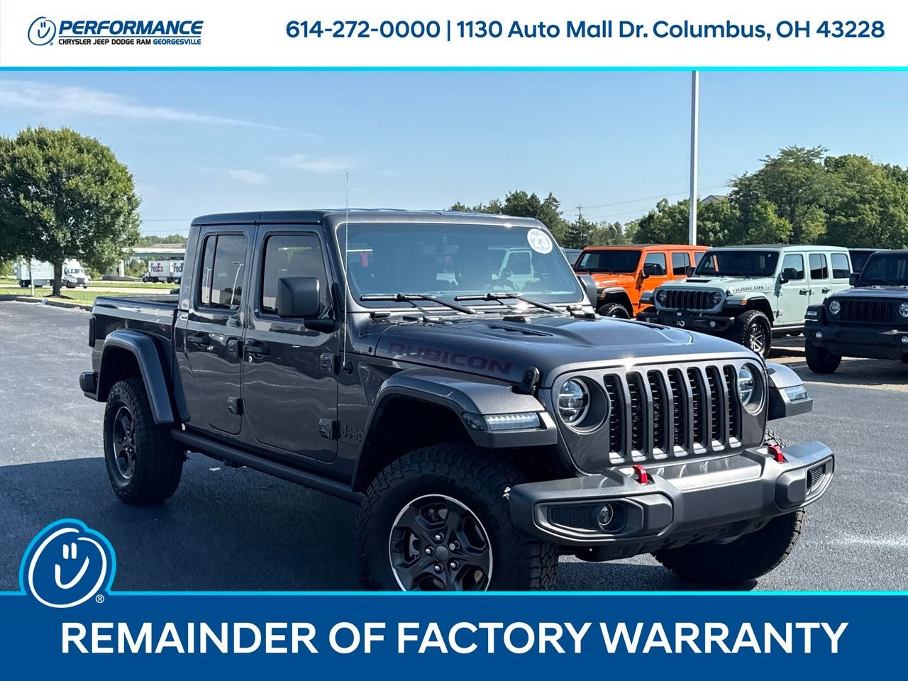 2023 Jeep Gladiator Rubicon 4x4 in Granite Crystal Metallic Clearcoat — front three-quarter view