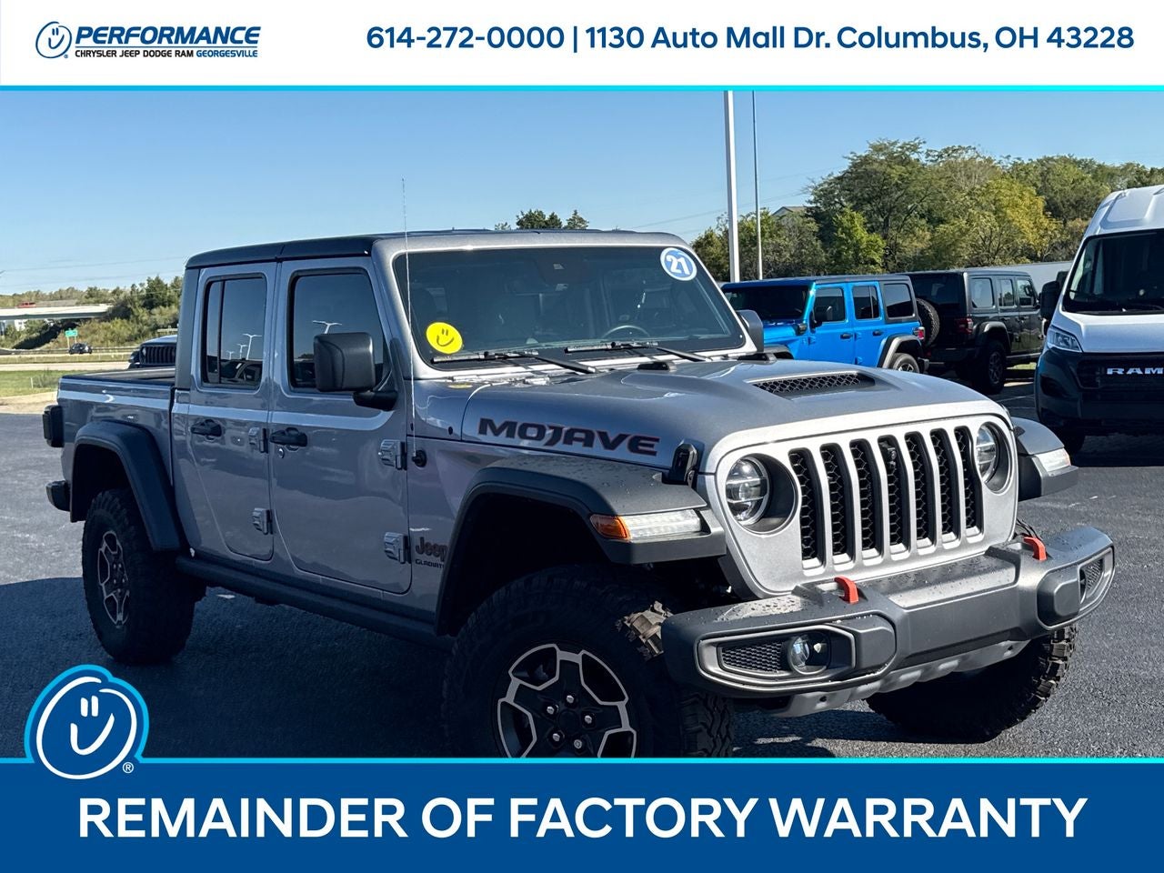 2021 Jeep Gladiator Mojave 4X4 in Billet Silver Metallic Clearcoat — front three-quarter view