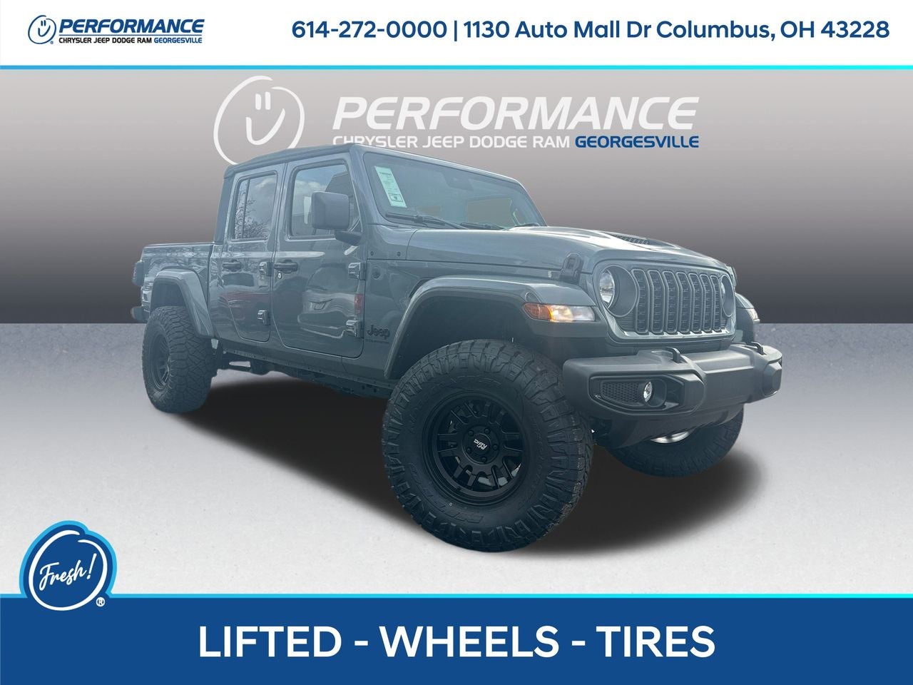 2025 Jeep Gladiator GLADIATOR SPORT S 4X4 in Anvil Clear-Coat Exterior Paint — front three-quarter view