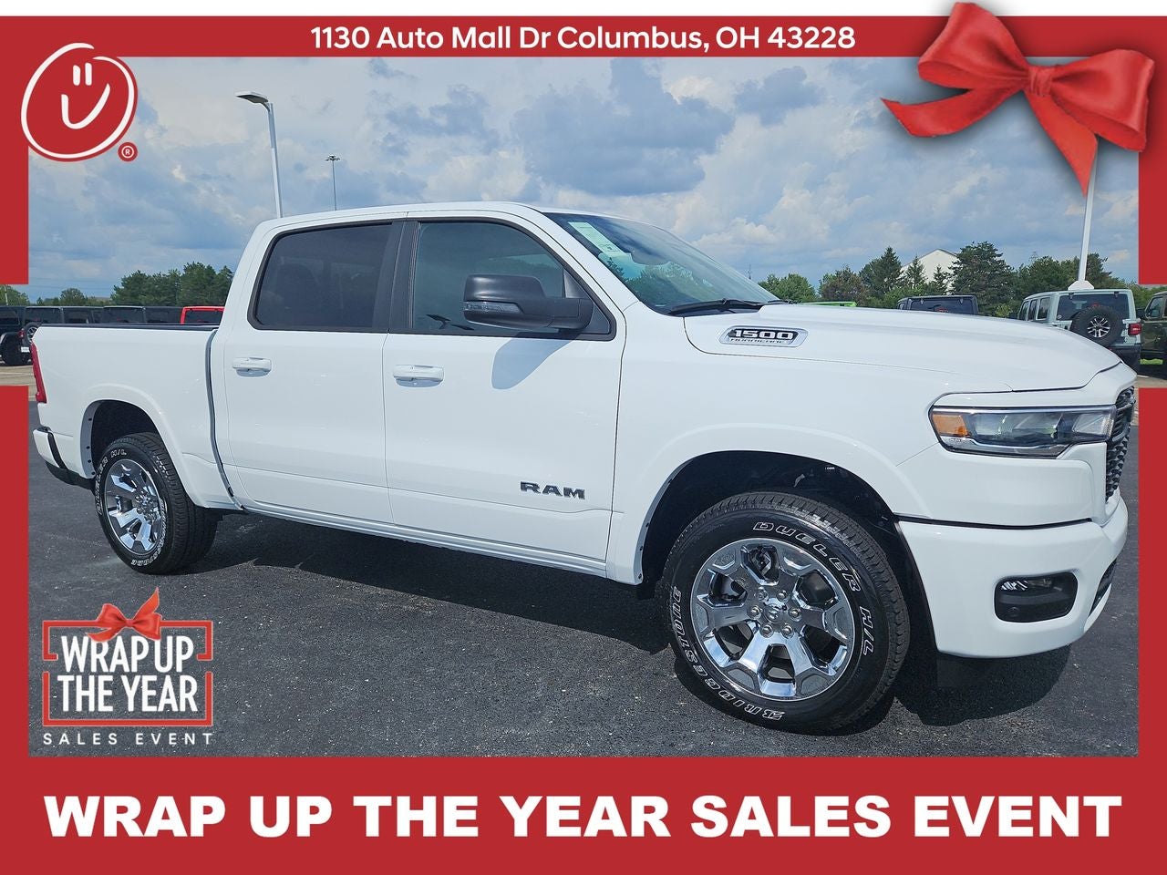 2026 RAM Ram 1500 RAM 1500 BIG HORN CREW CAB 4X4 5'7' BOX in Bright White Clear-Coat Exterior Paint — front three-quarter view