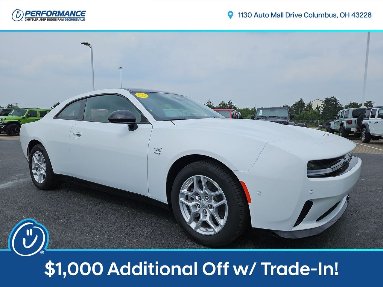 2025 Dodge Charger CHARGER 2-DOOR DAYTONA R/T AWD in White Knuckle Exterior Paint — front three-quarter view