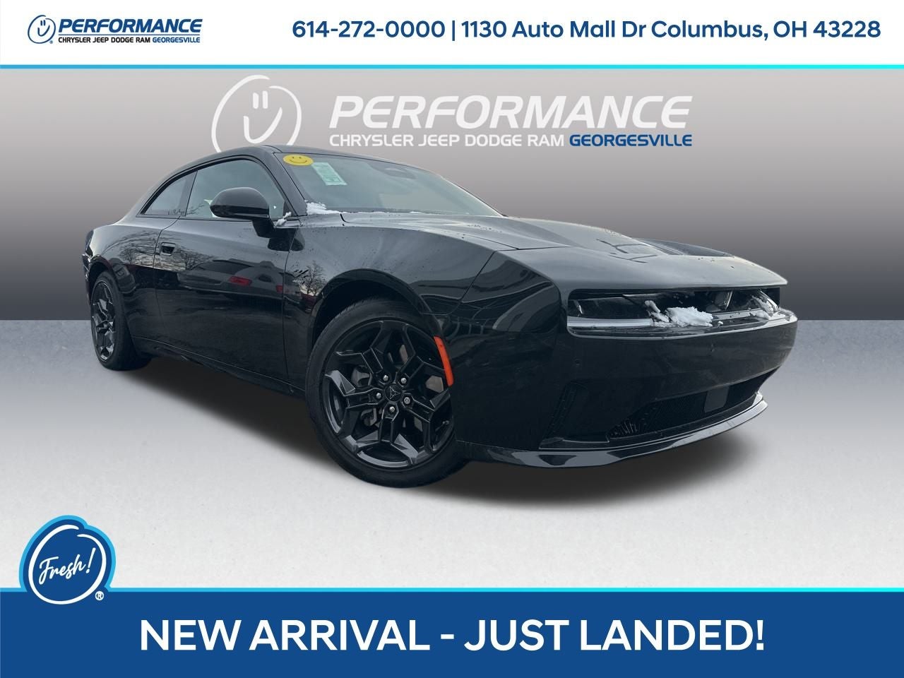 2025 Dodge Charger CHARGER 2-DOOR DAYTONA R/T AWD in Diamond Black Crystal Pearlcoat — front three-quarter view