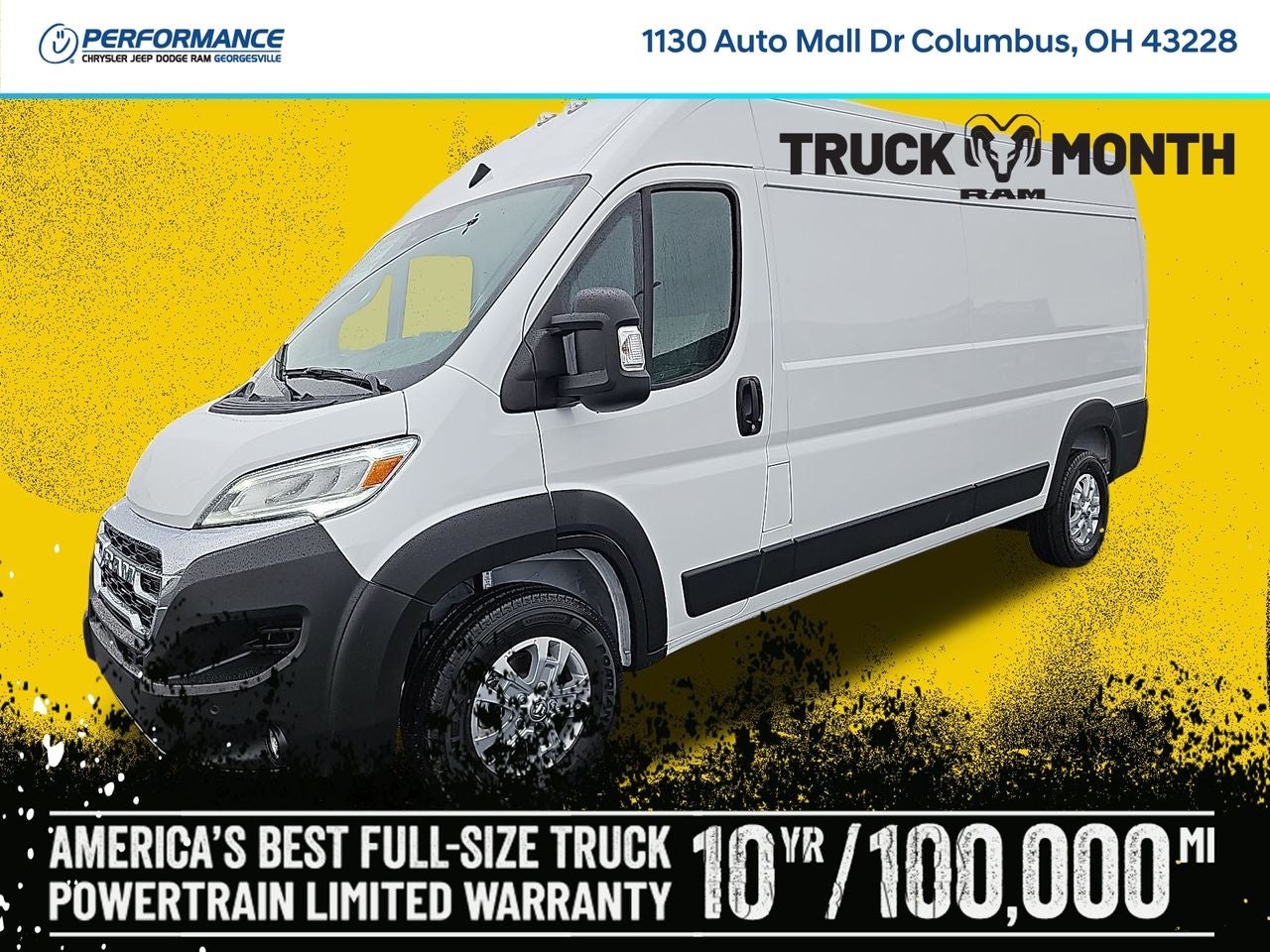2025 RAM Ram ProMaster RAM PROMASTER 2500 SLT CARGO VAN HIGH ROOF 159' WB in Bright White Clear-Coat Exterior Paint — front...