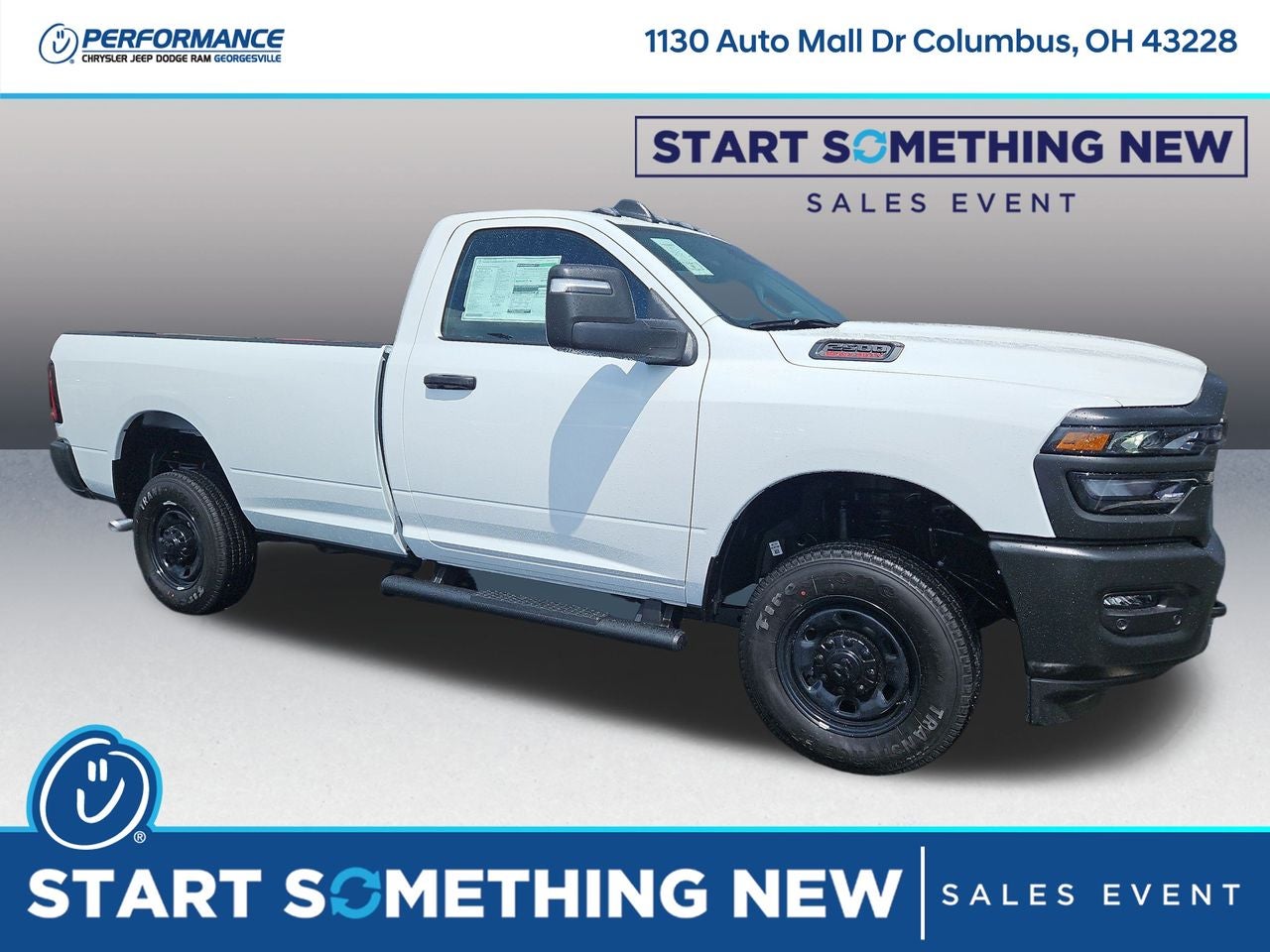 2025 RAM Ram 2500 RAM 2500 TRADESMAN REGULAR CAB 4X4 8' BOX in Bright White Clear-Coat Exterior Paint — front three-quarter view