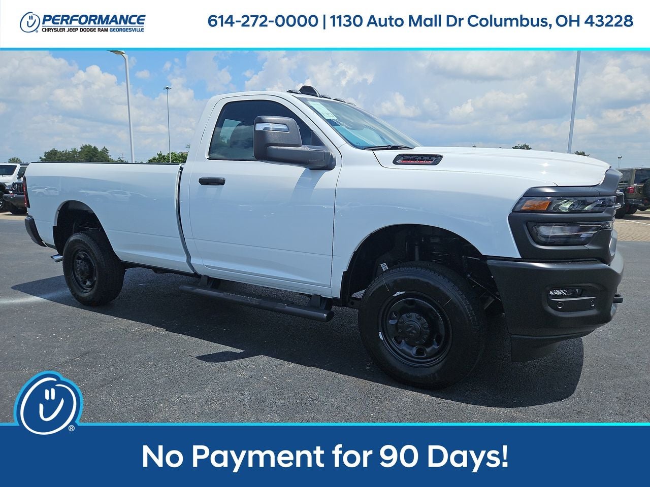 2025 RAM Ram 2500 RAM 2500 TRADESMAN REGULAR CAB 4X4 8' BOX in Bright White Clear-Coat Exterior Paint — front three-quarter view