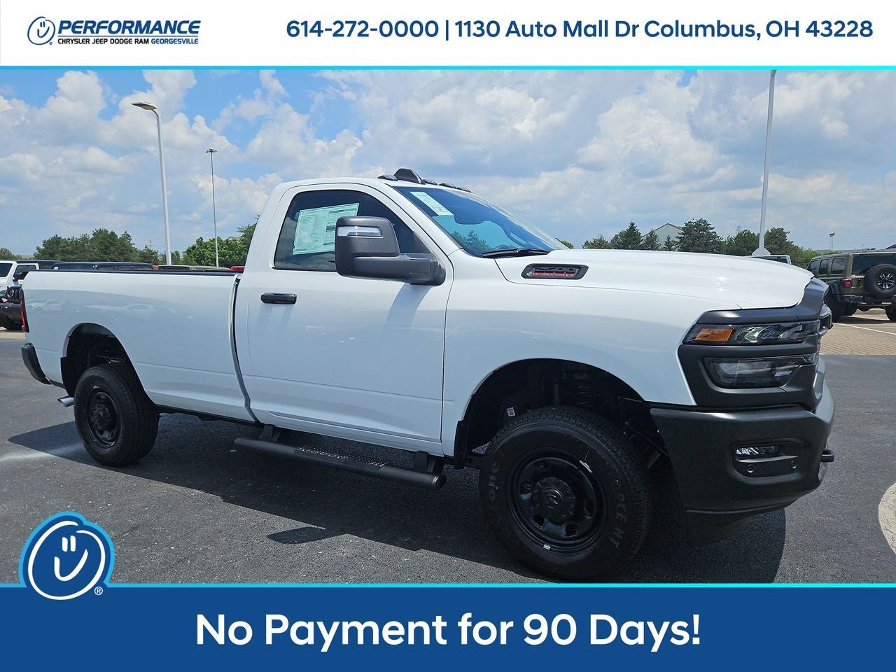 2025 RAM Ram 2500 RAM 2500 TRADESMAN REGULAR CAB 4X4 8' BOX in Bright White Clear-Coat Exterior Paint — front three-quarter view