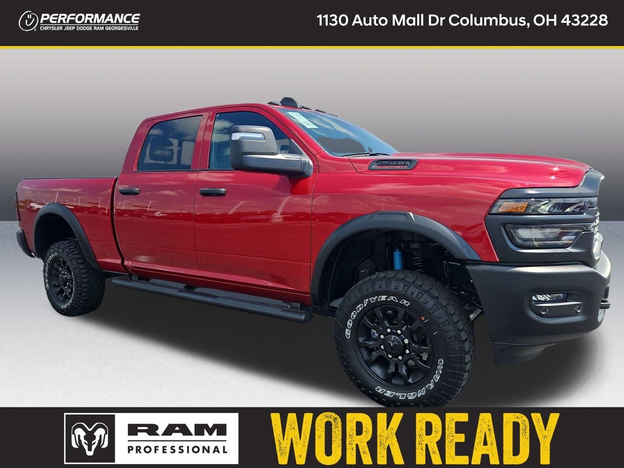 2026 RAM 2500 Tradesman in Molten Red Pearlcoat — front three-quarter view