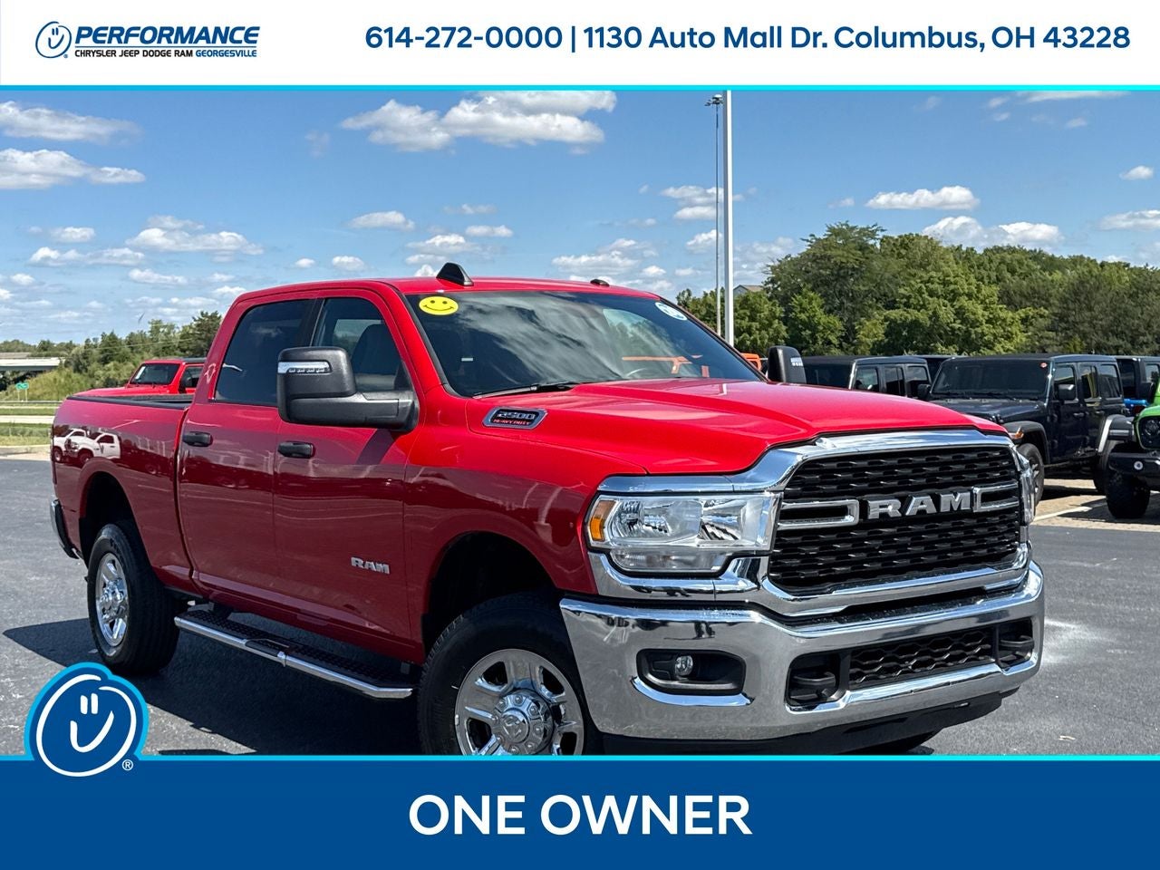 2024 RAM 2500 Big Horn Crew Cab 4x4 6'4' Box in Flame Red Clearcoat — front three-quarter view