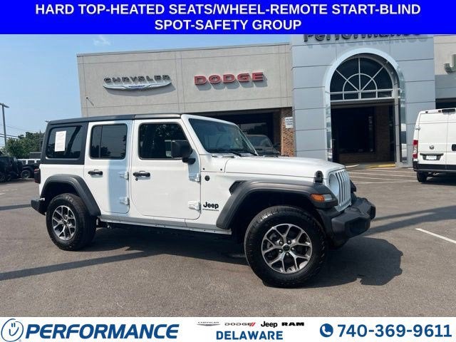 2024 Jeep Wrangler Sport S in Bright White Clearcoat — front three-quarter view