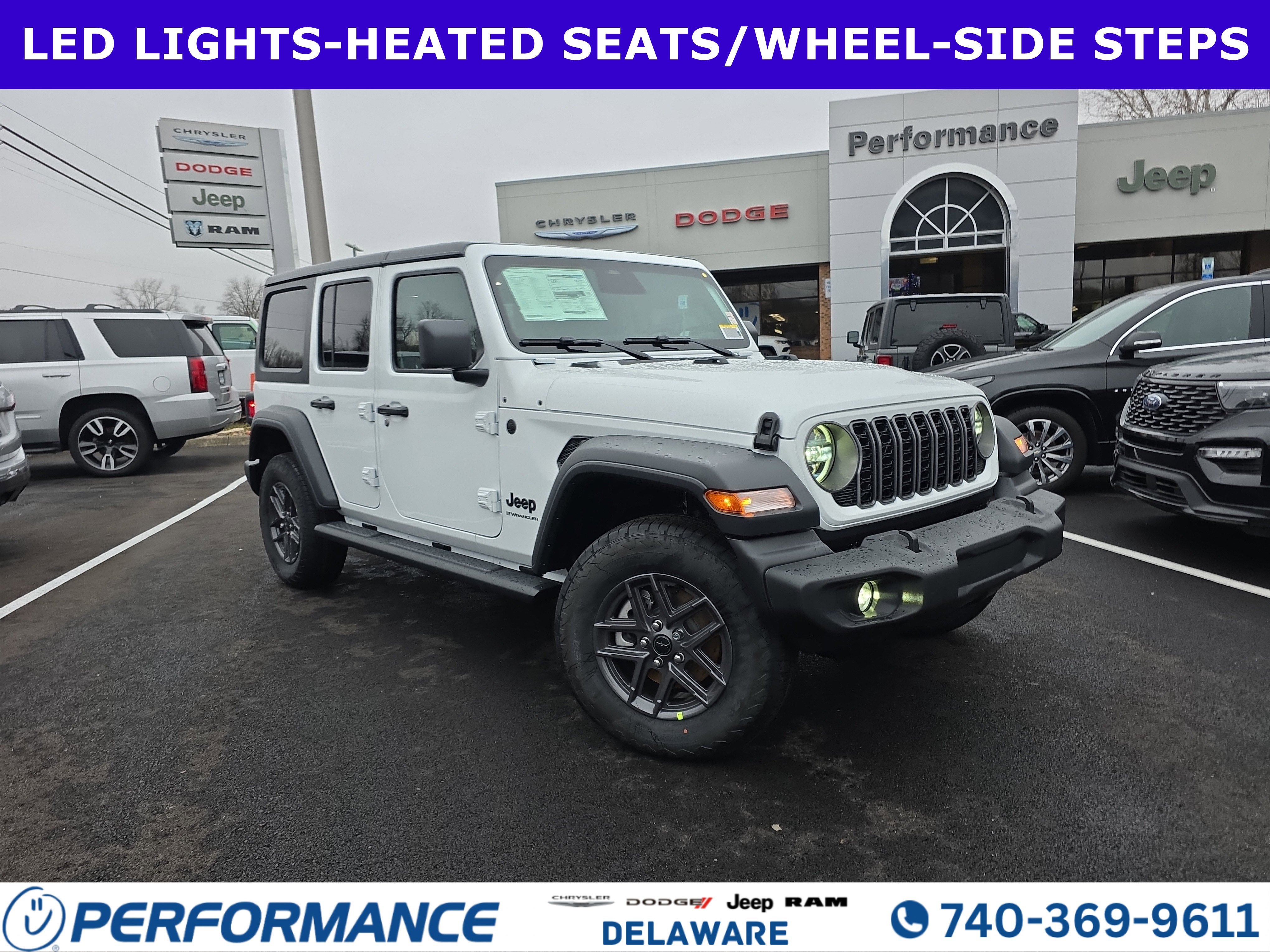 2026 Jeep Wrangler Sport S in Bright White Clearcoat — front three-quarter view