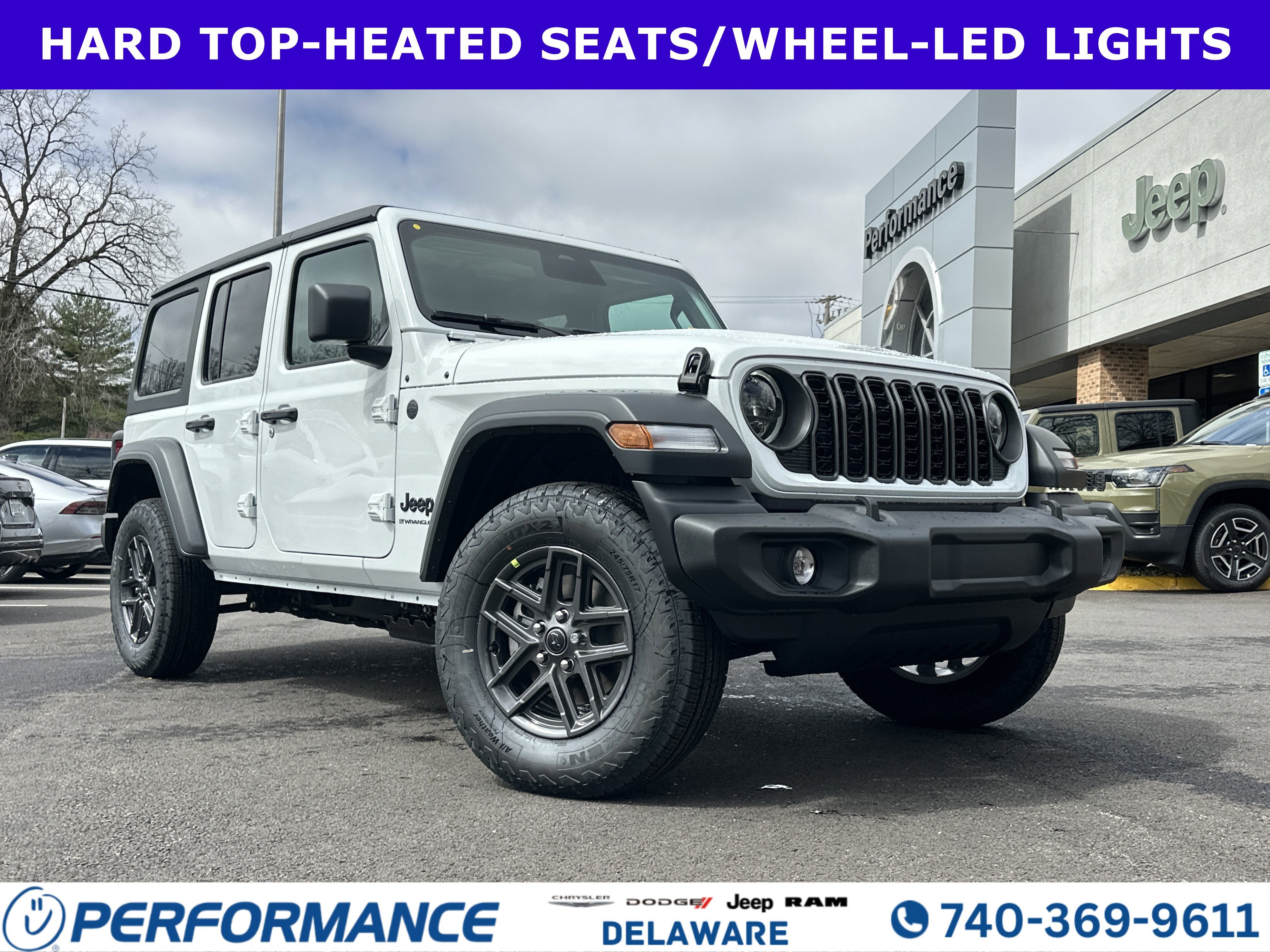 2026 Jeep Wrangler Sport S in Bright White Clearcoat — front three-quarter view