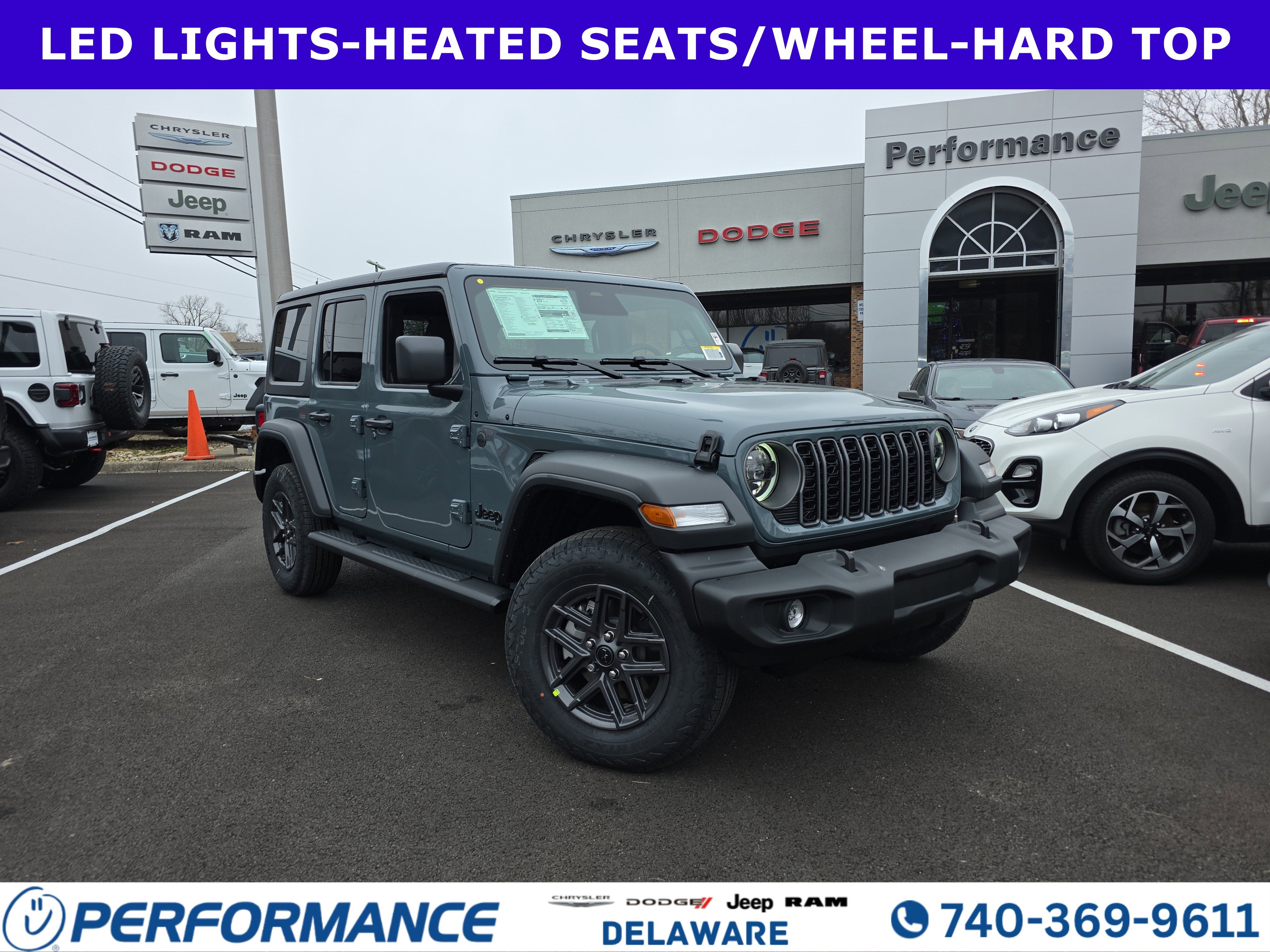 2026 Jeep Wrangler Sport S in Anvil Clearcoat — front three-quarter view