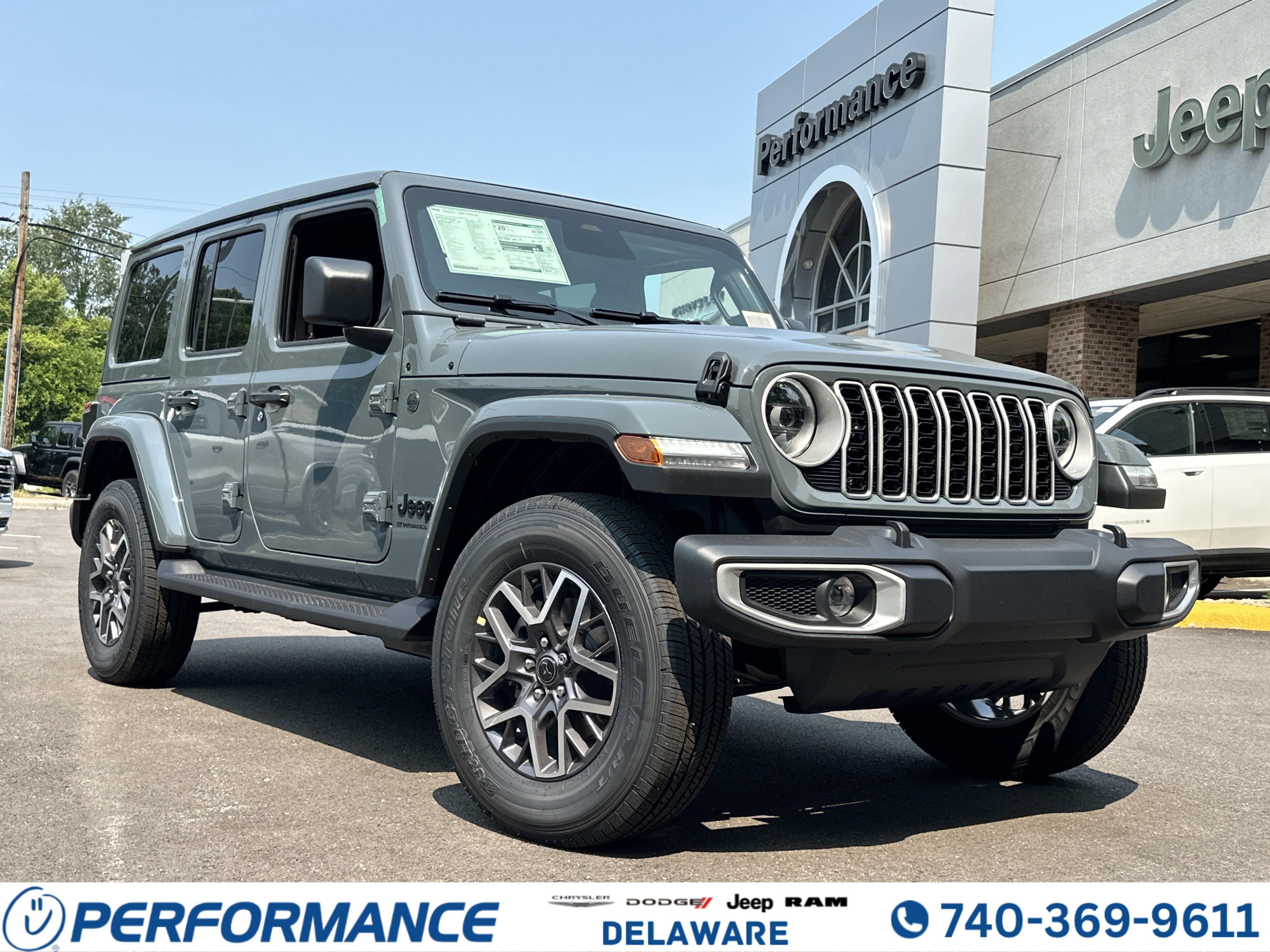 2026 Jeep Wrangler Sahara in Anvil Clearcoat — front three-quarter view