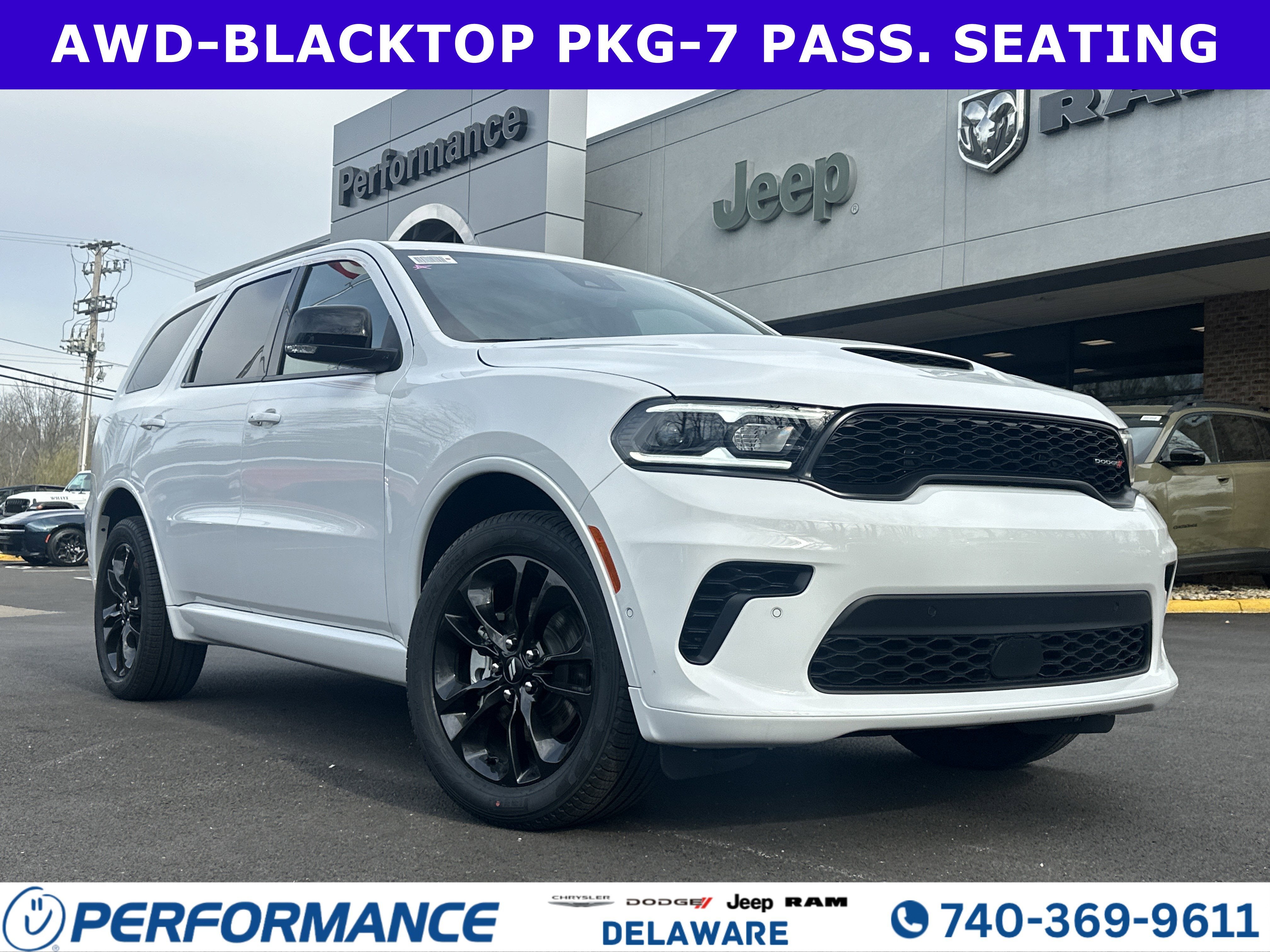 2026 Dodge Durango GT Plus in White Knuckle Clearcoat — front three-quarter view