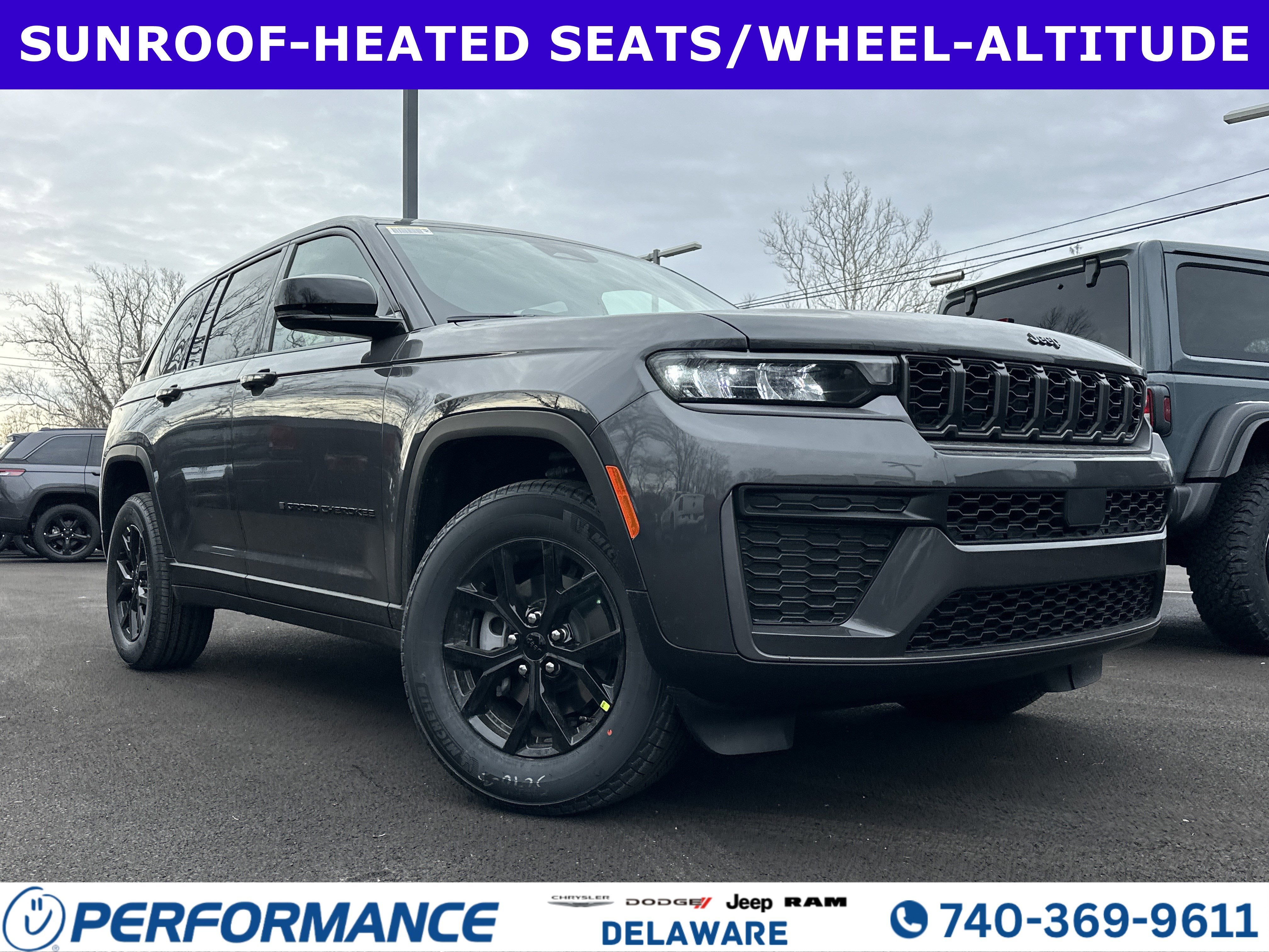 2026 Jeep Grand Cherokee Altitude in Baltic Gray Metallic Clearcoat — front three-quarter view