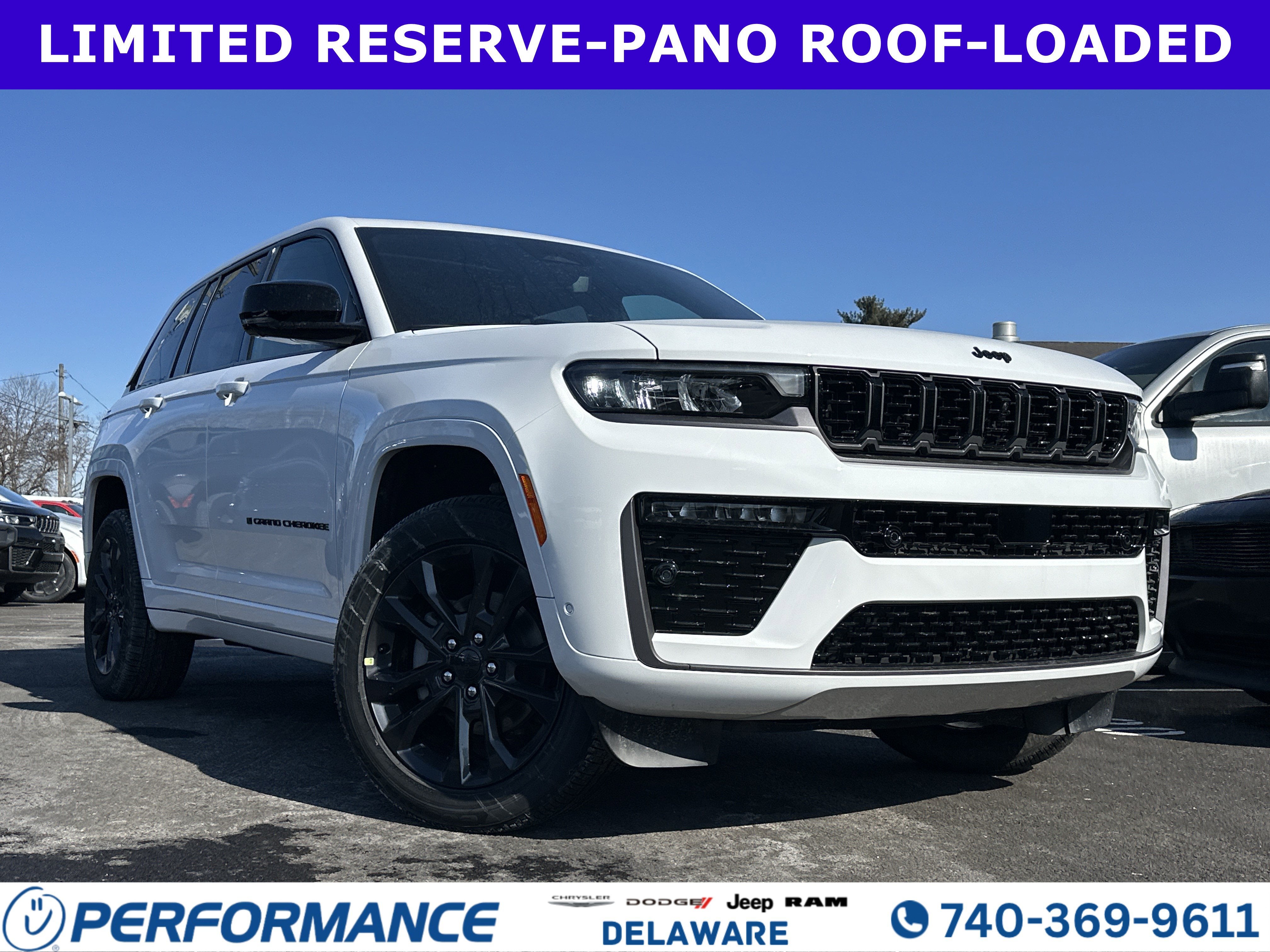 2026 Jeep Grand Cherokee Limited Reserve in Bright White Clearcoat — front three-quarter view