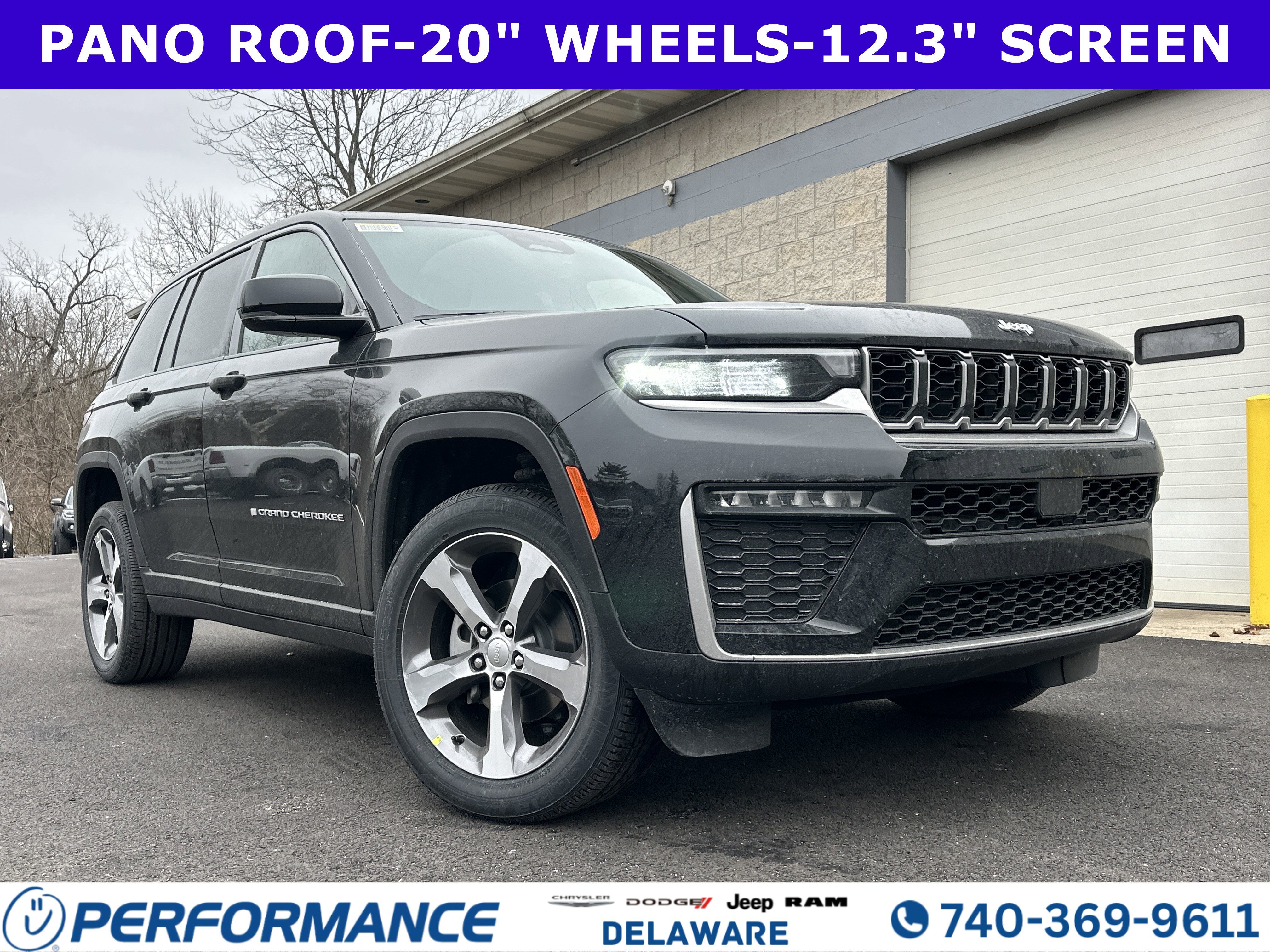 2026 Jeep Grand Cherokee Limited in Diamond Black Crystal Pearlcoat — front three-quarter view