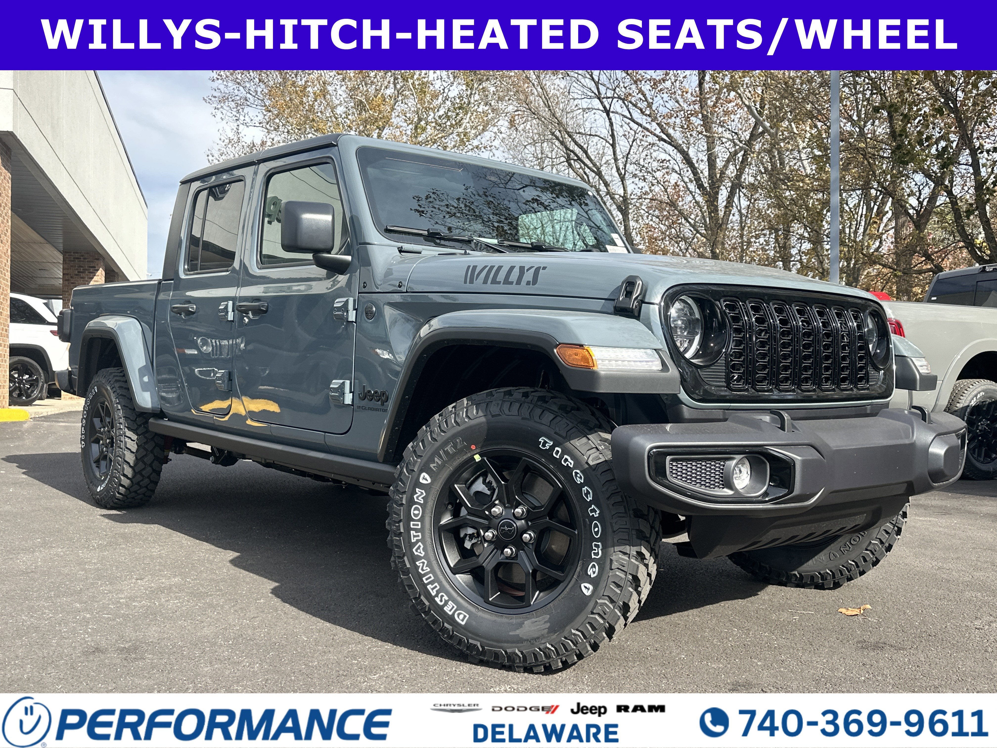 2026 Jeep Gladiator Willys in Anvil Clearcoat — front three-quarter view