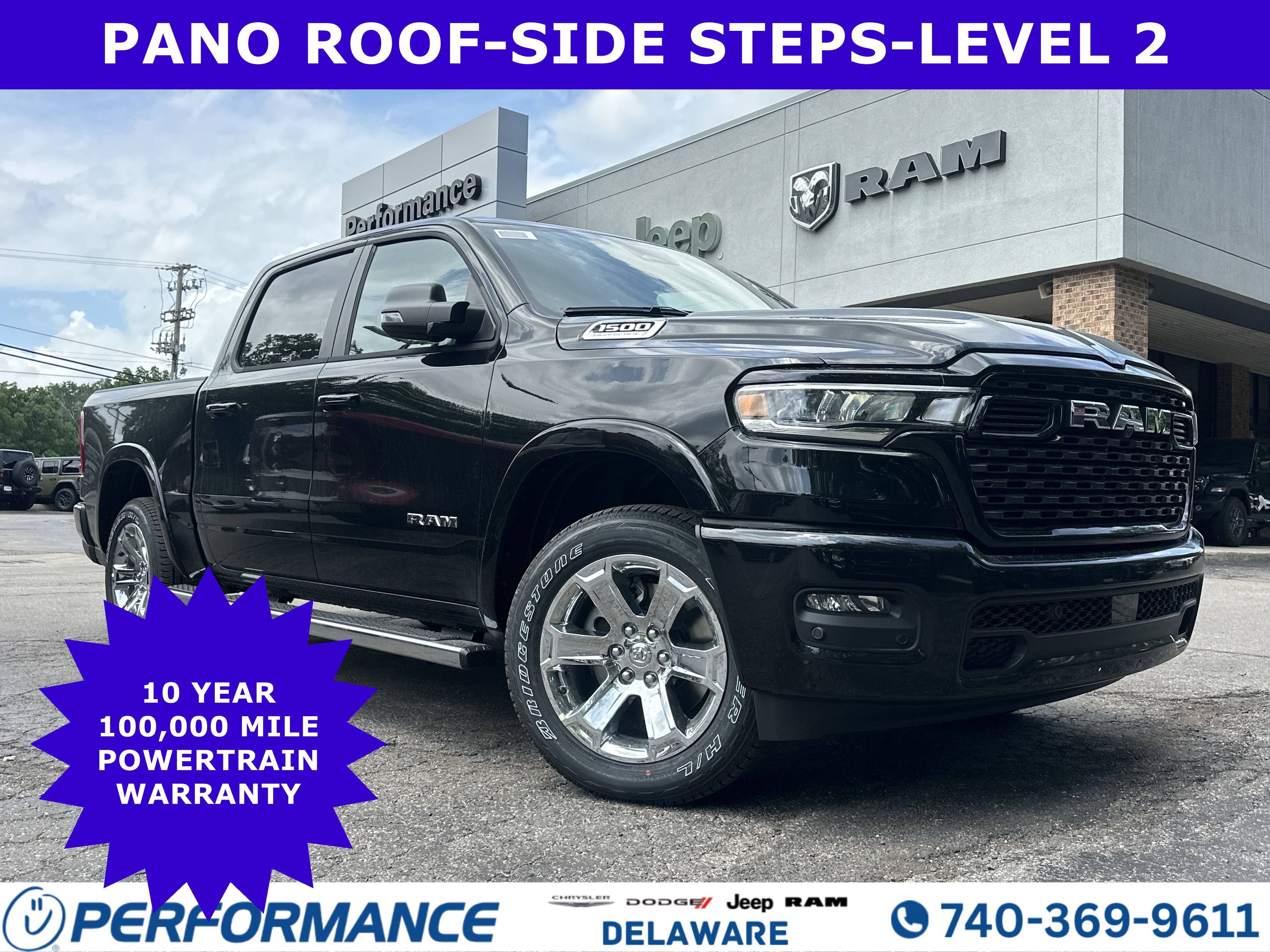 2026 RAM 1500 Big Horn in Diamond Black Crystal Pearlcoat — front three-quarter view