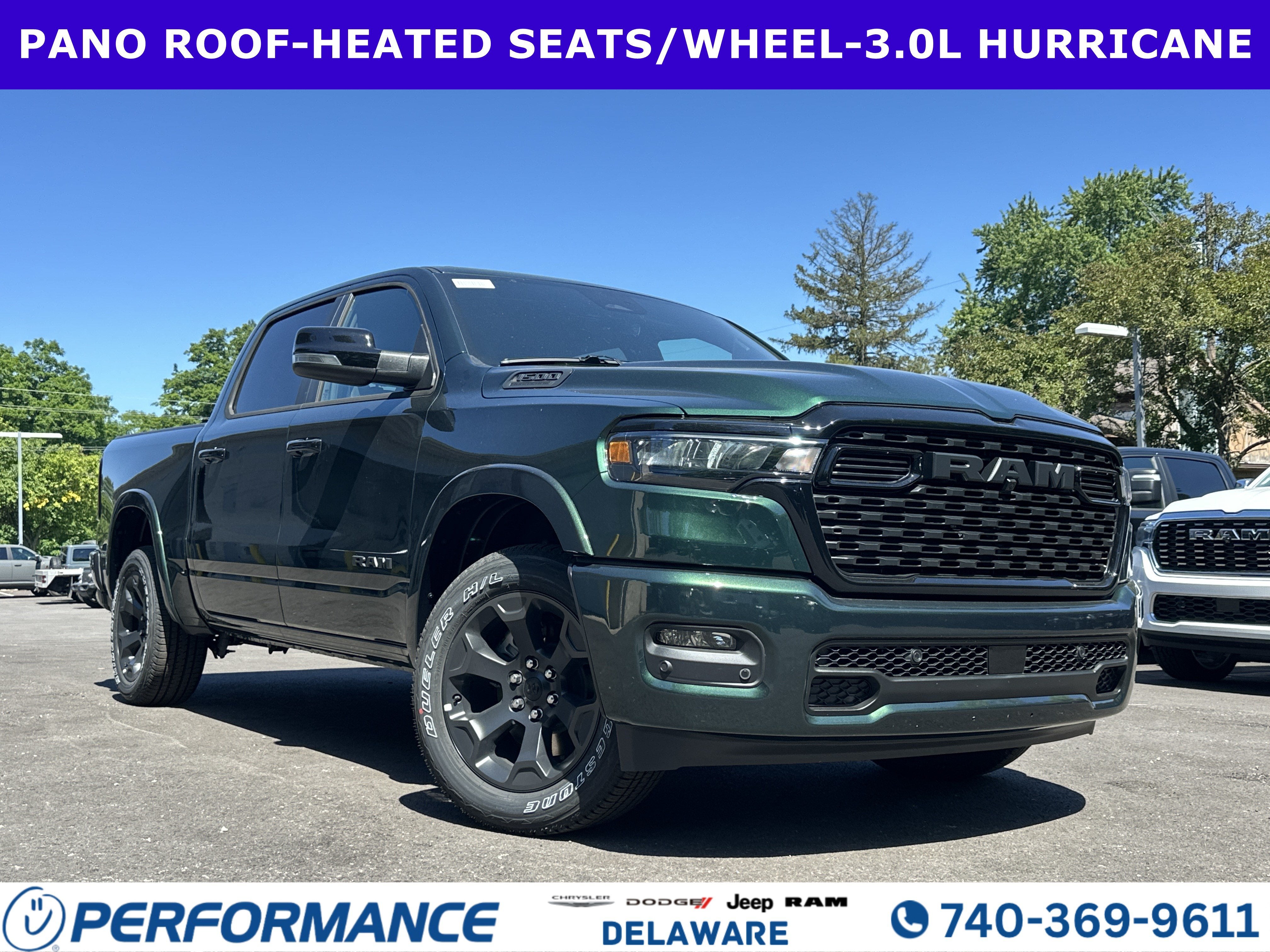 2026 RAM 1500 Big Horn in Serrano Green Metallic — front three-quarter view
