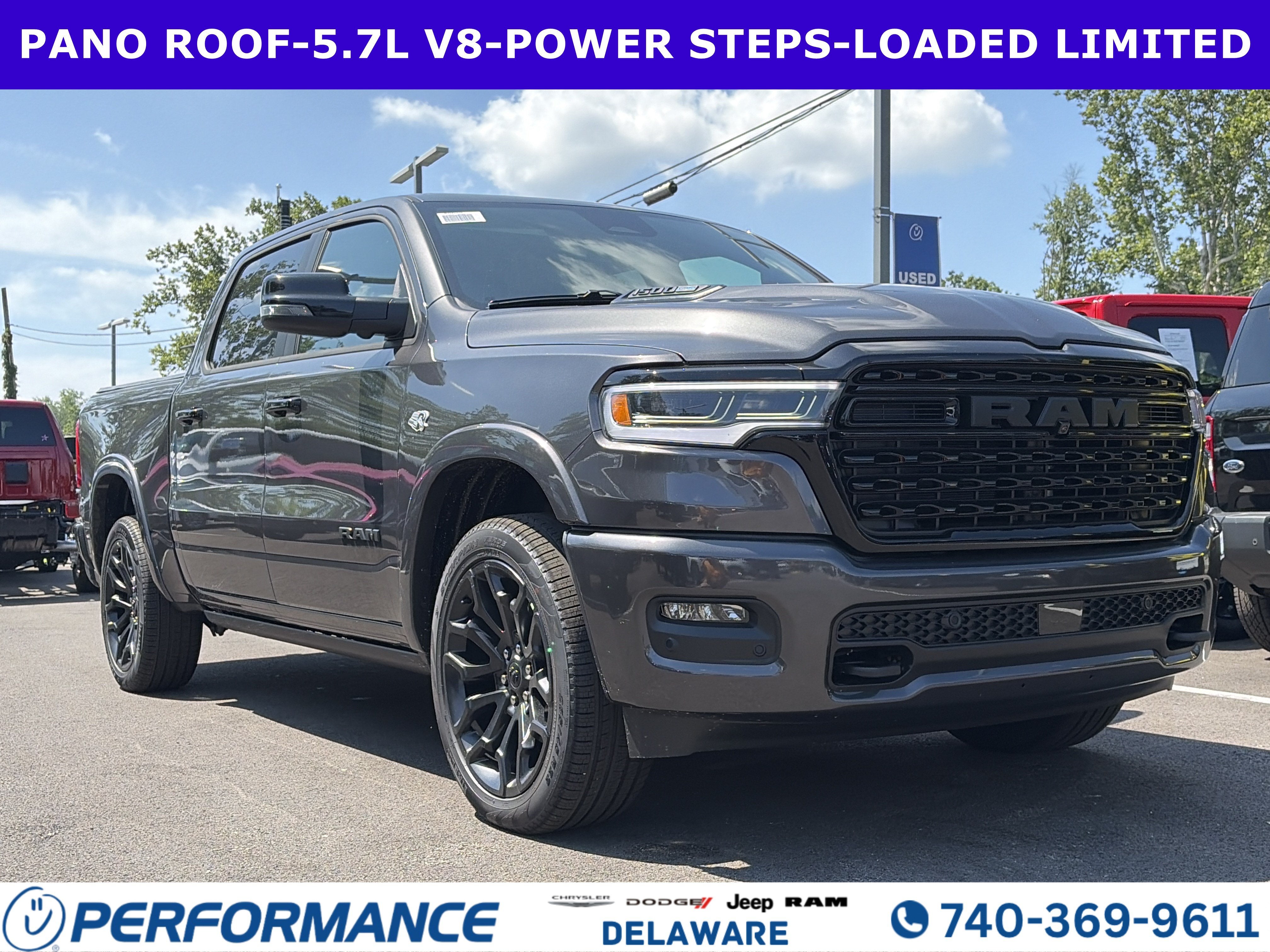 2026 RAM 1500 Limited in Granite Crystal Metallic Clearcoat — front three-quarter view
