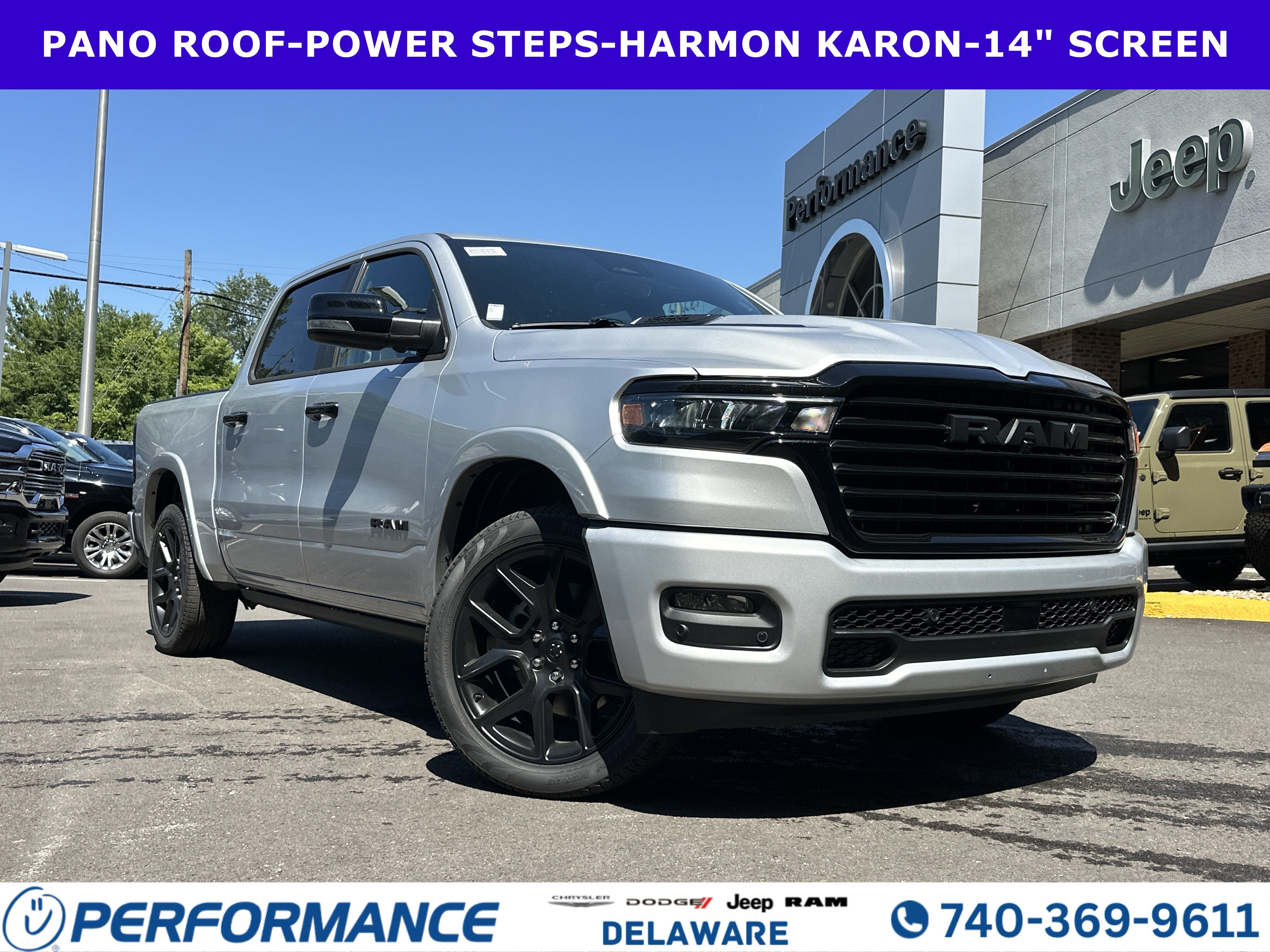 2026 RAM 1500 Laramie in Silver Zynith — front three-quarter view