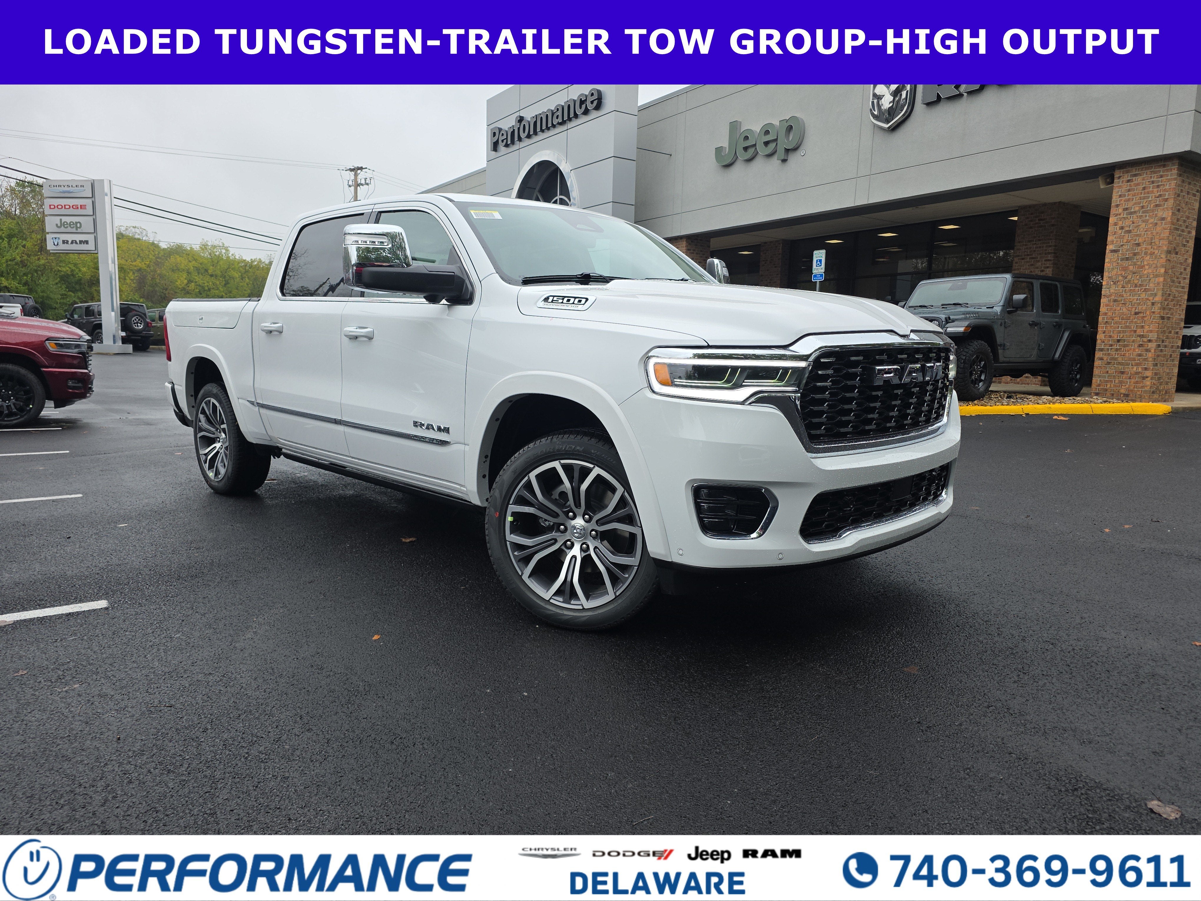 2026 RAM 1500 Tungsten in Bright White Clearcoat — front three-quarter view