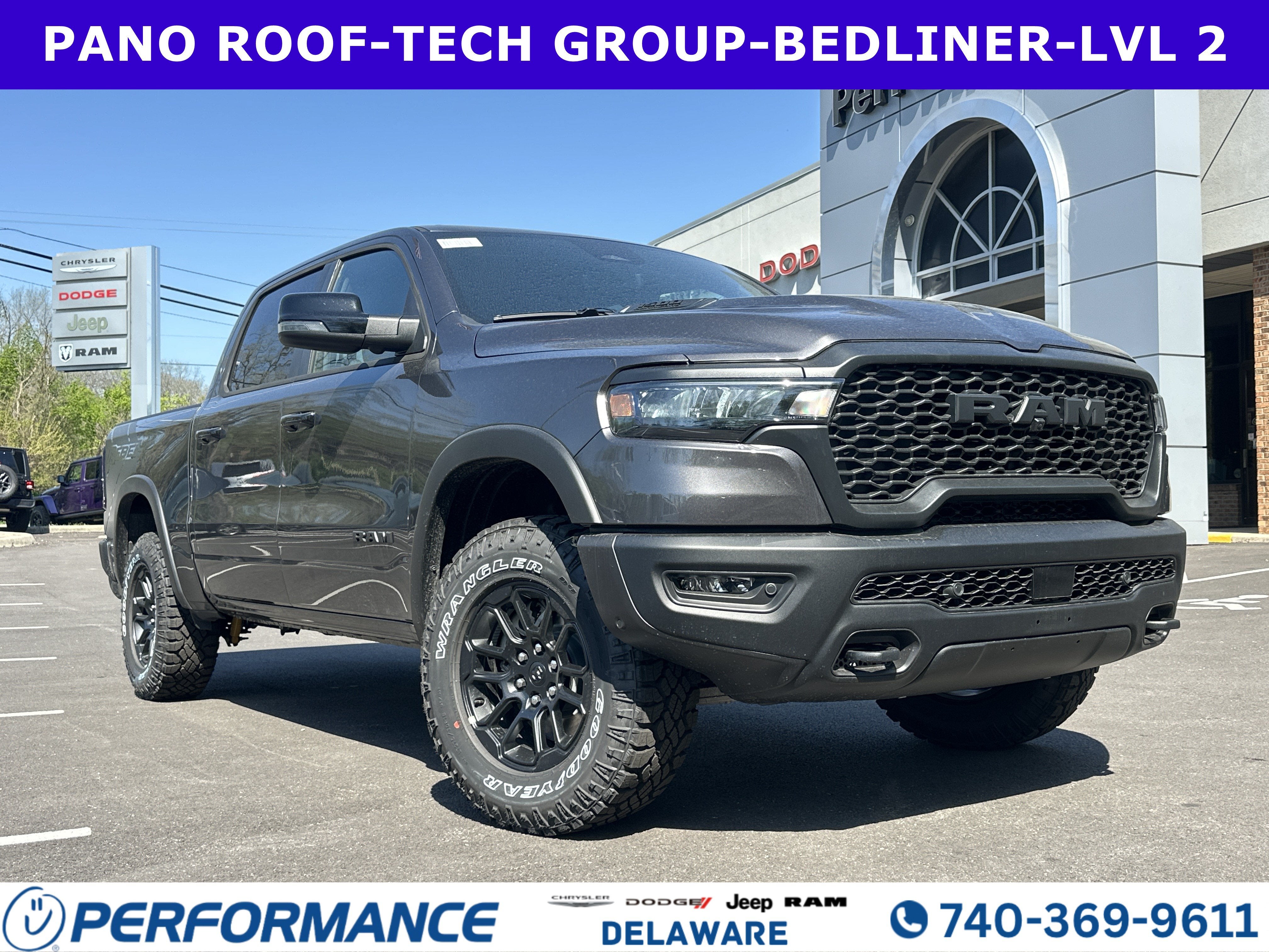 2026 RAM 1500 Rebel in Granite Crystal Metallic Clearcoat — front three-quarter view