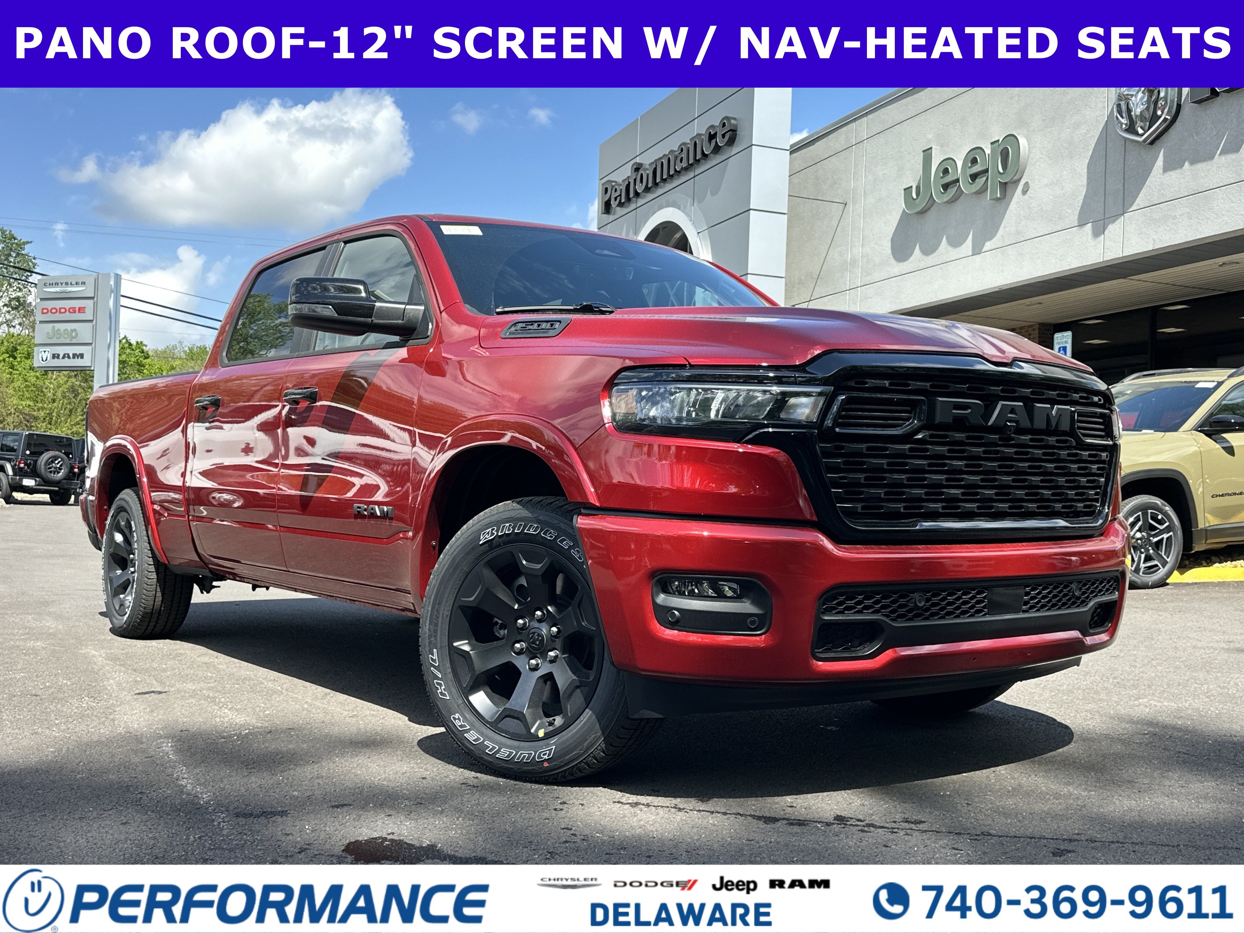 2026 RAM 1500 Big Horn in Molten Red Pearlcoat — front three-quarter view