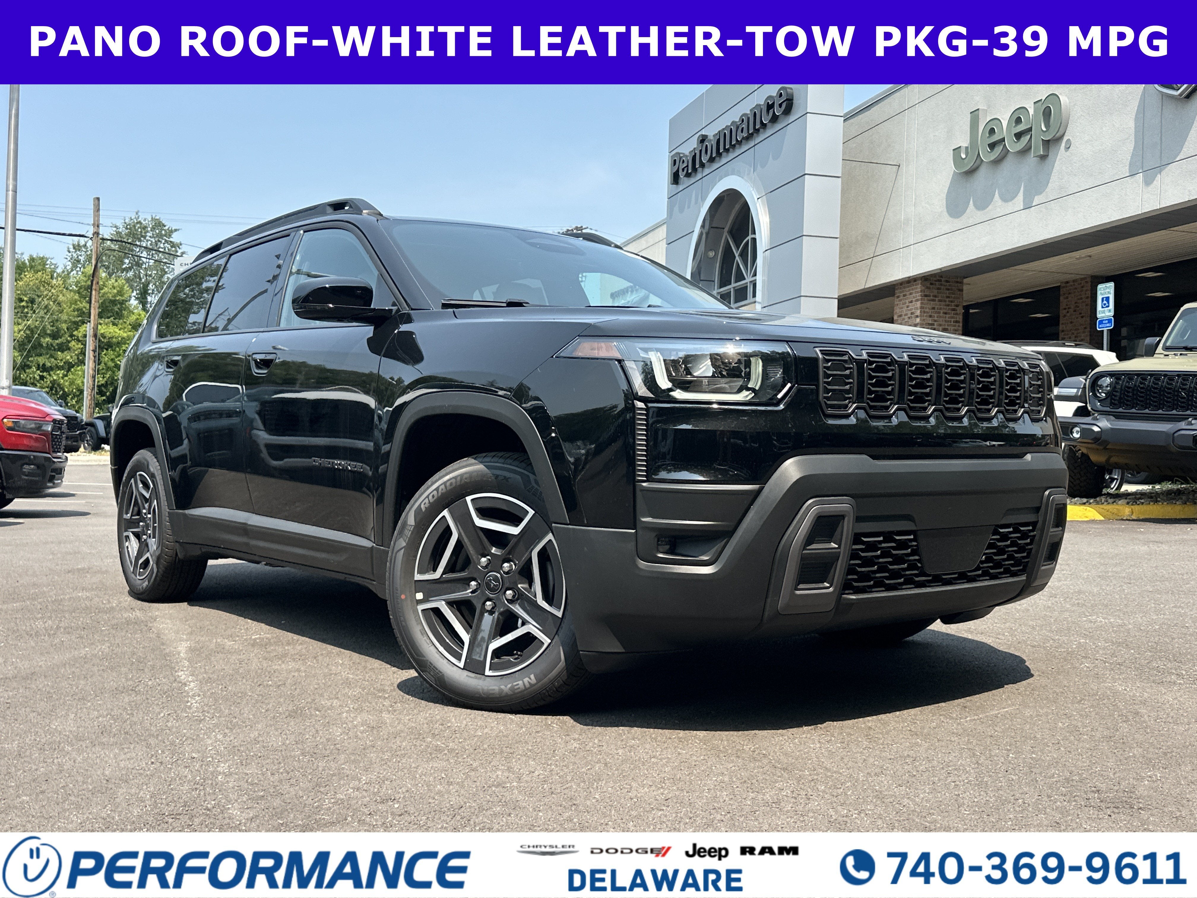 2026 Jeep Cherokee Limited in Diamond Black Crystal Pearlcoat — front three-quarter view