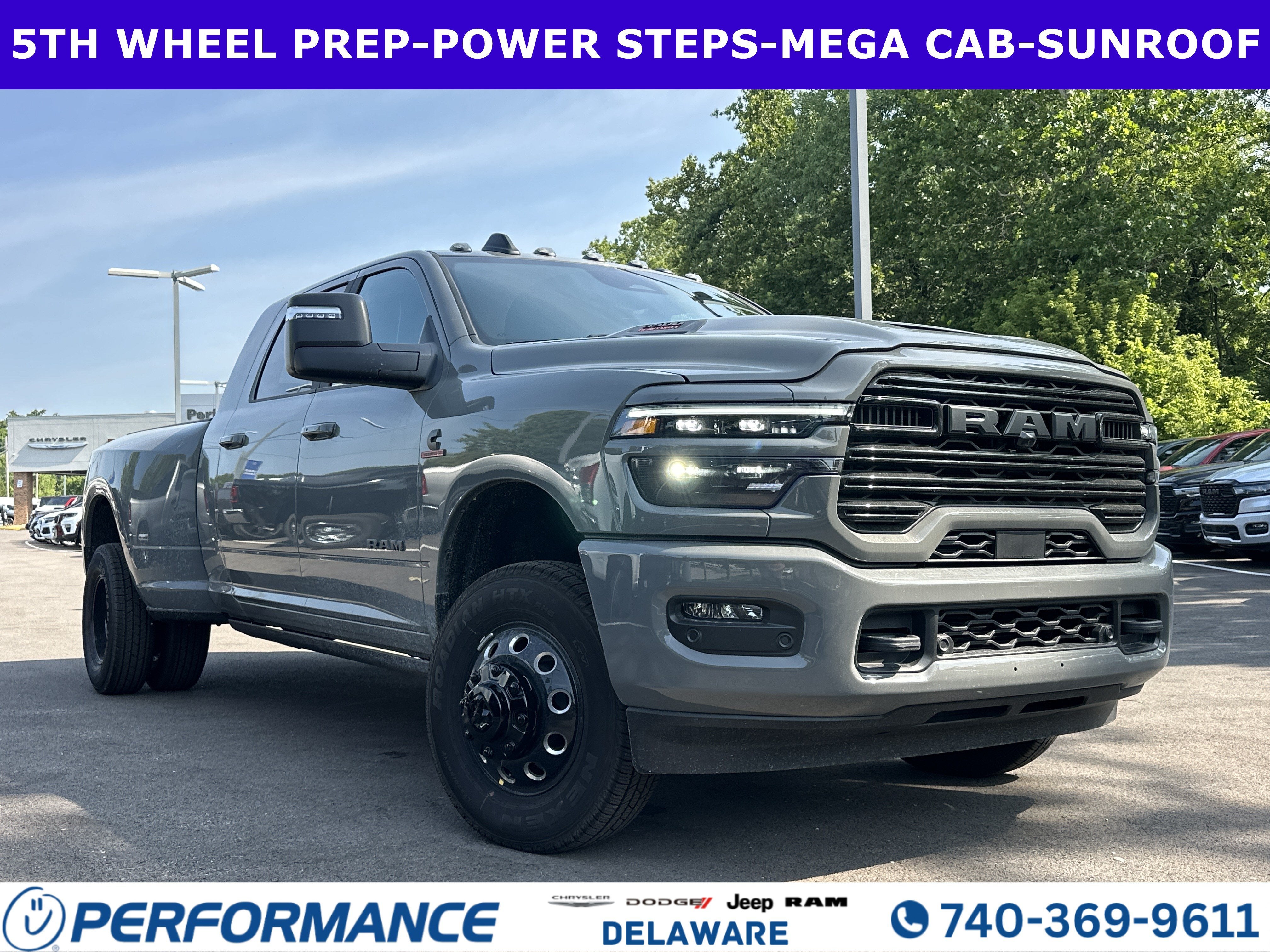 2026 RAM 3500 Laramie in Ceramic Gray Clearcoat — front three-quarter view