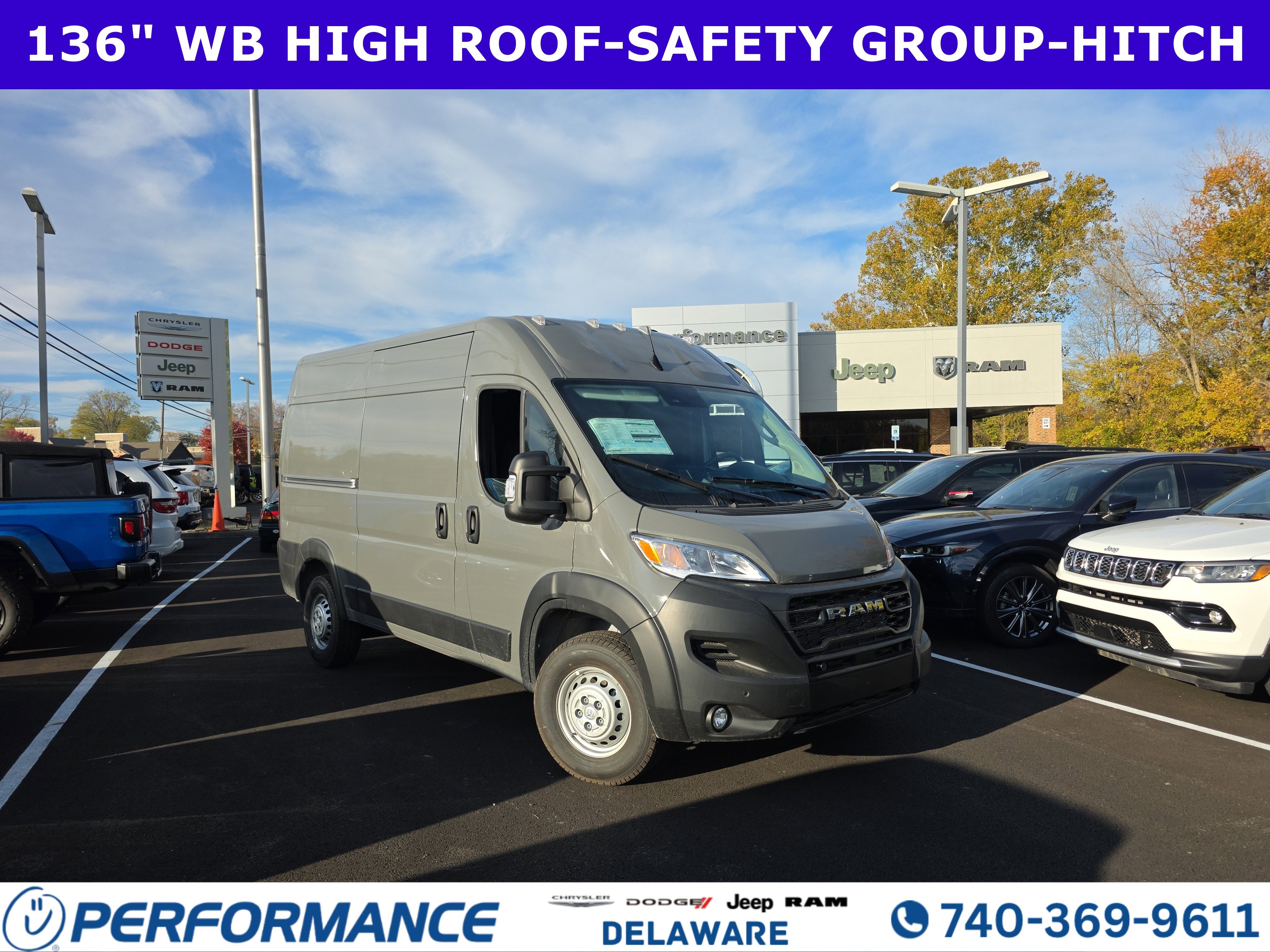 2026 RAM ProMaster 2500 High Roof in Ceramic Gray Clearcoat — front three-quarter view