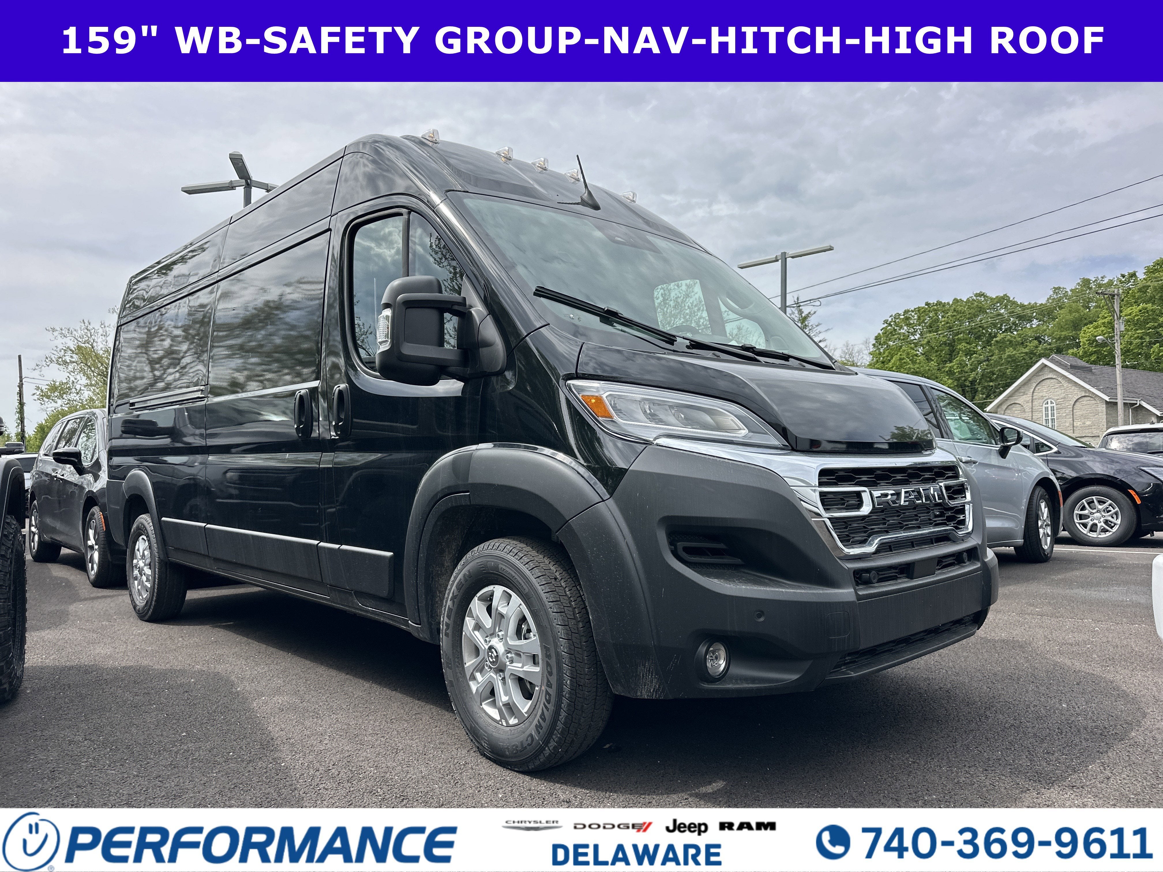 2026 RAM ProMaster 2500 High Roof in Black Clearcoat — front three-quarter view