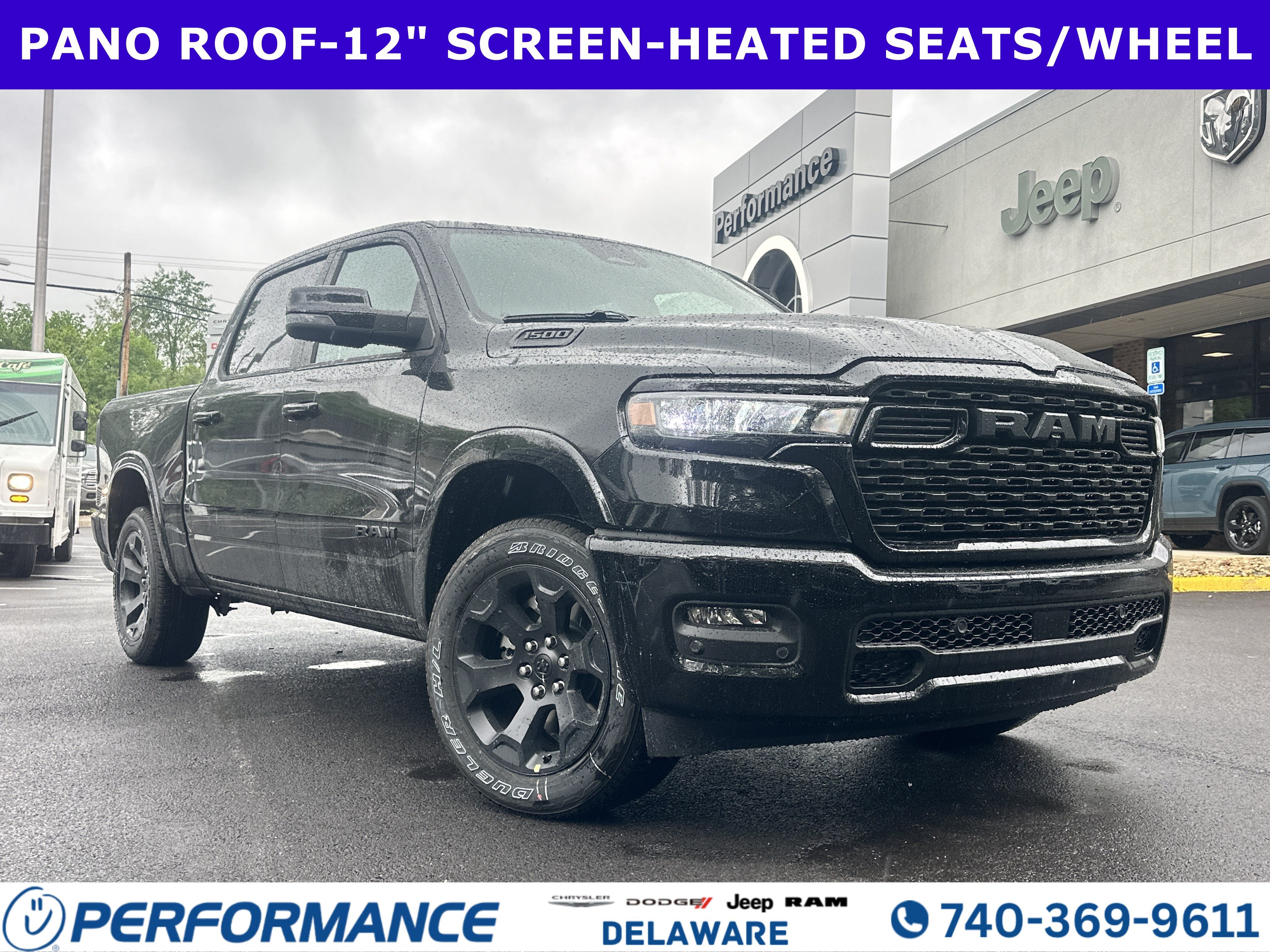2026 RAM 1500 Big Horn in Diamond Black Crystal Pearlcoat — front three-quarter view