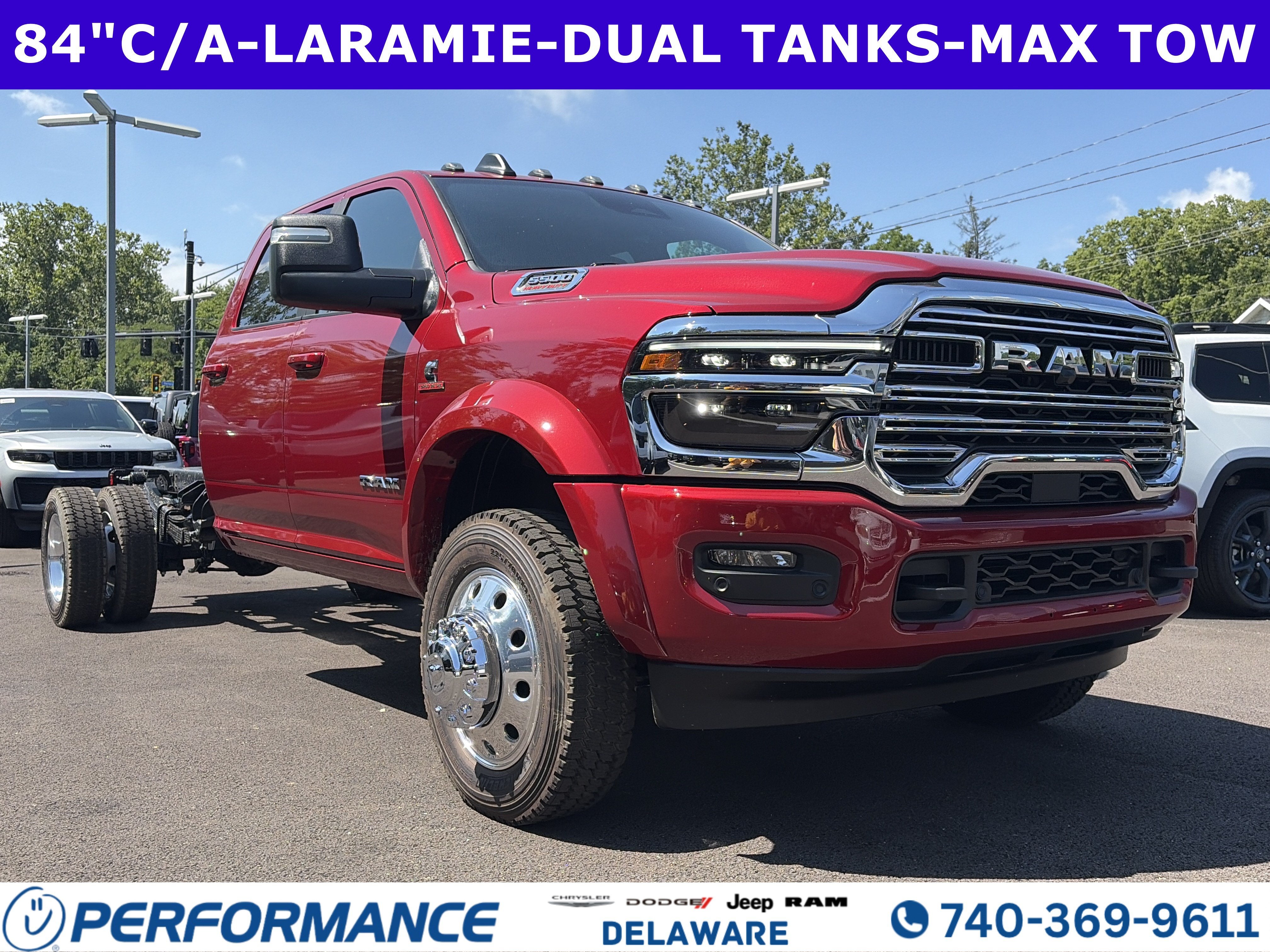 2026 RAM 5500HD Laramie in Molten Red Pearlcoat — front three-quarter view