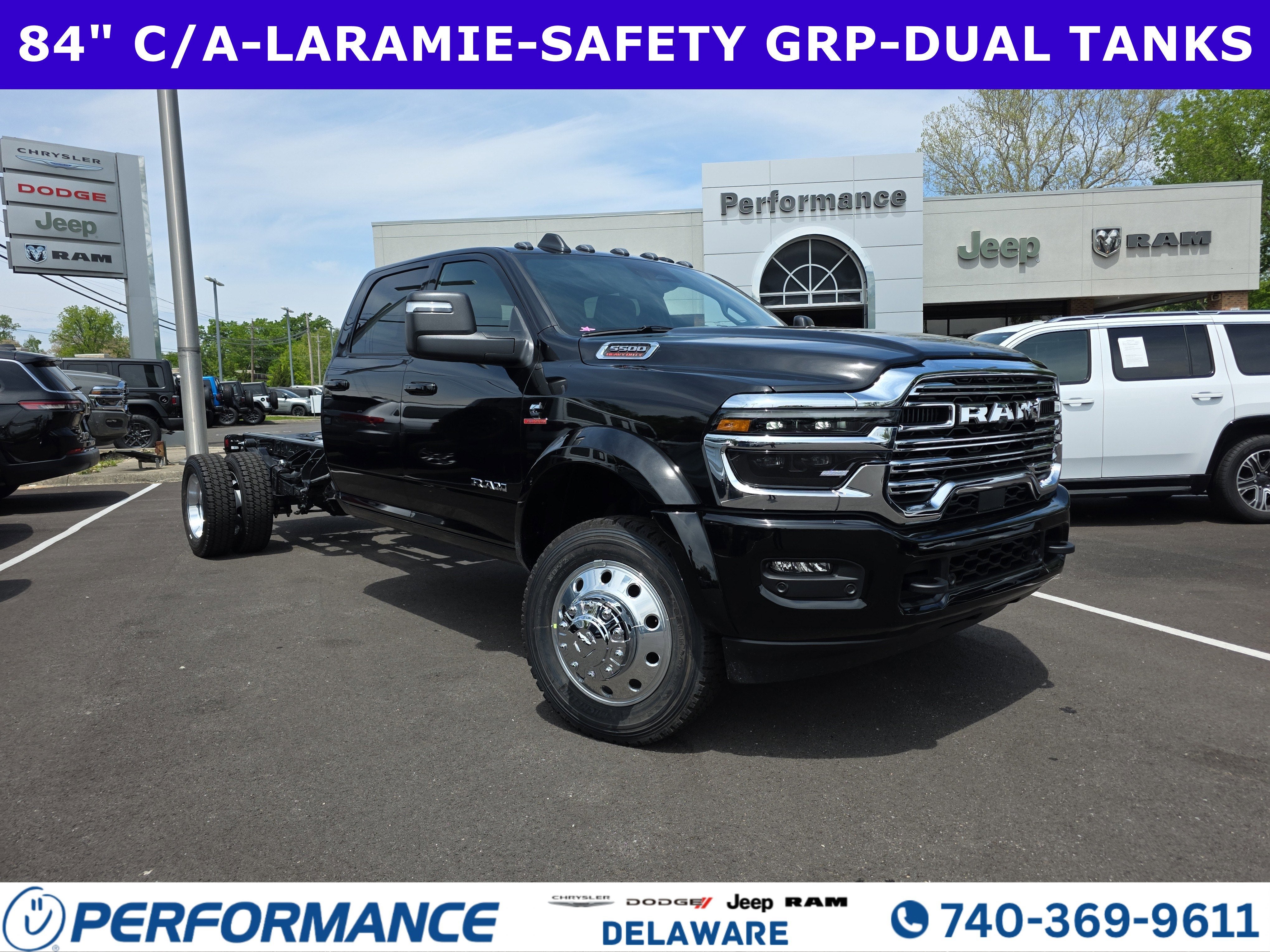 2026 RAM 5500HD Laramie in Diamond Black Crystal Pearlcoat — front three-quarter view